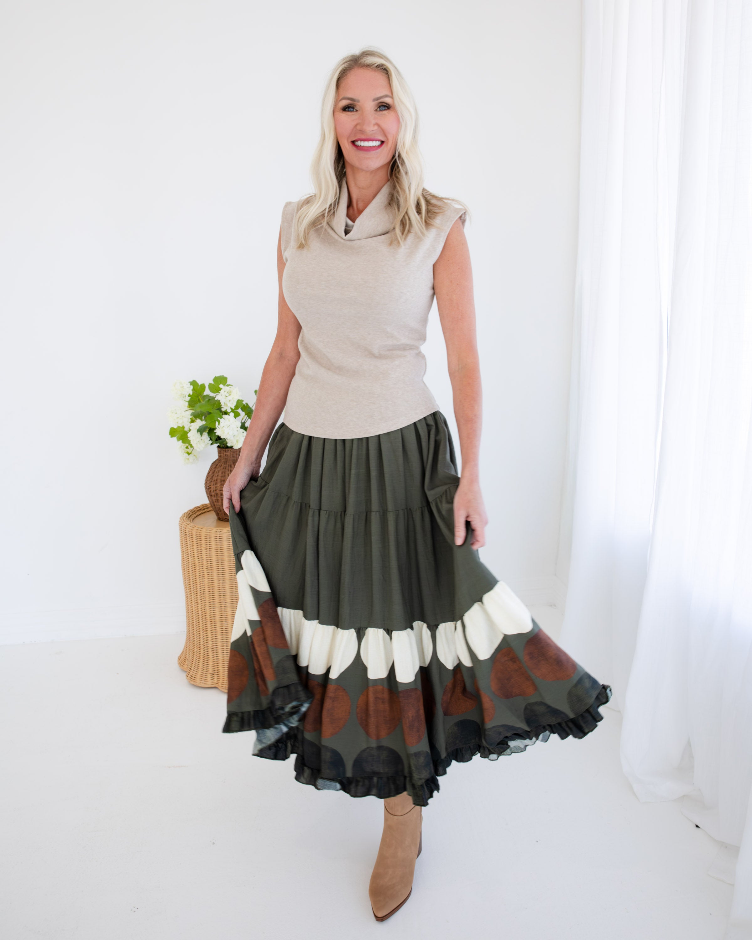 Dot Border Maxi Skirt
