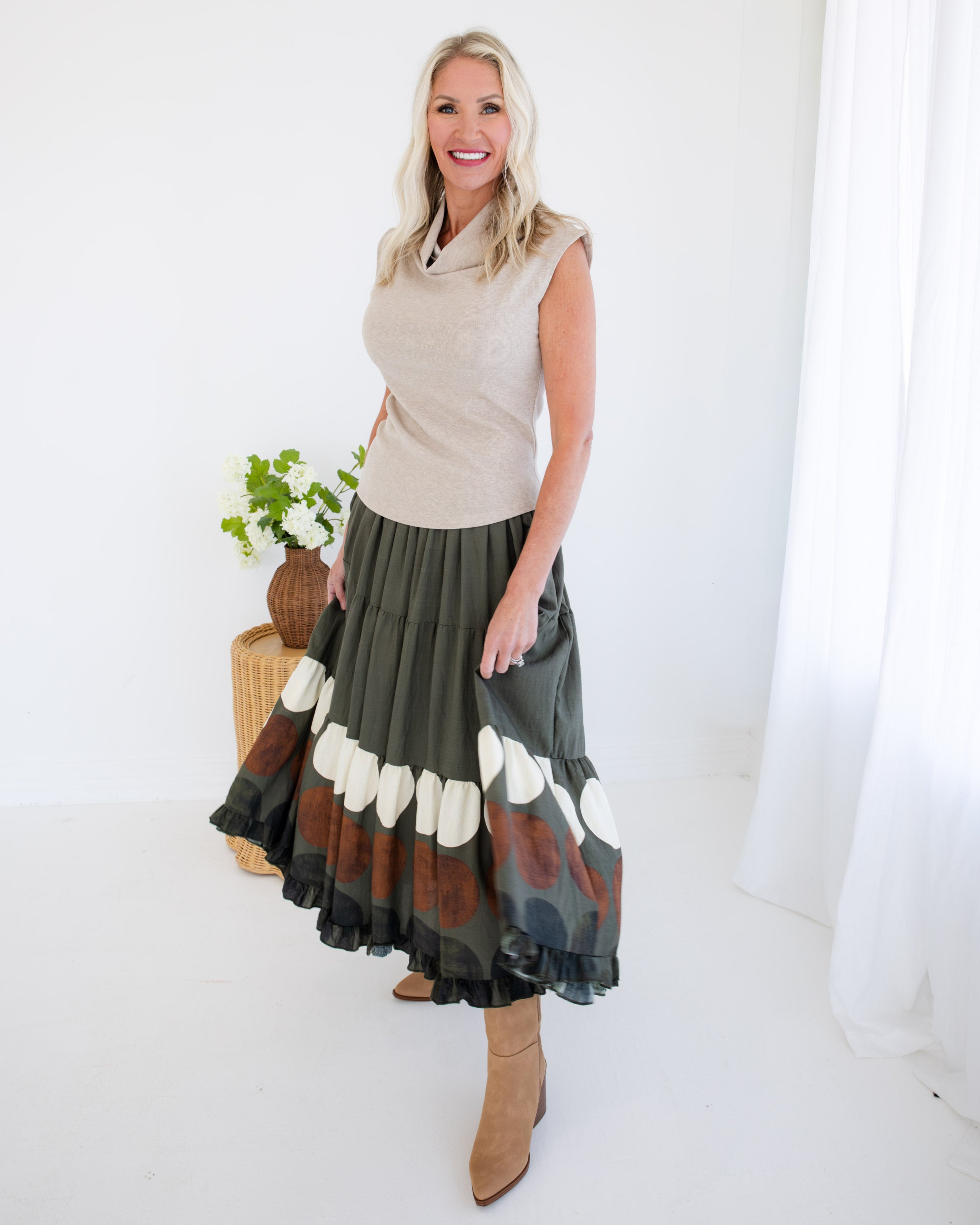Dot Border Maxi Skirt