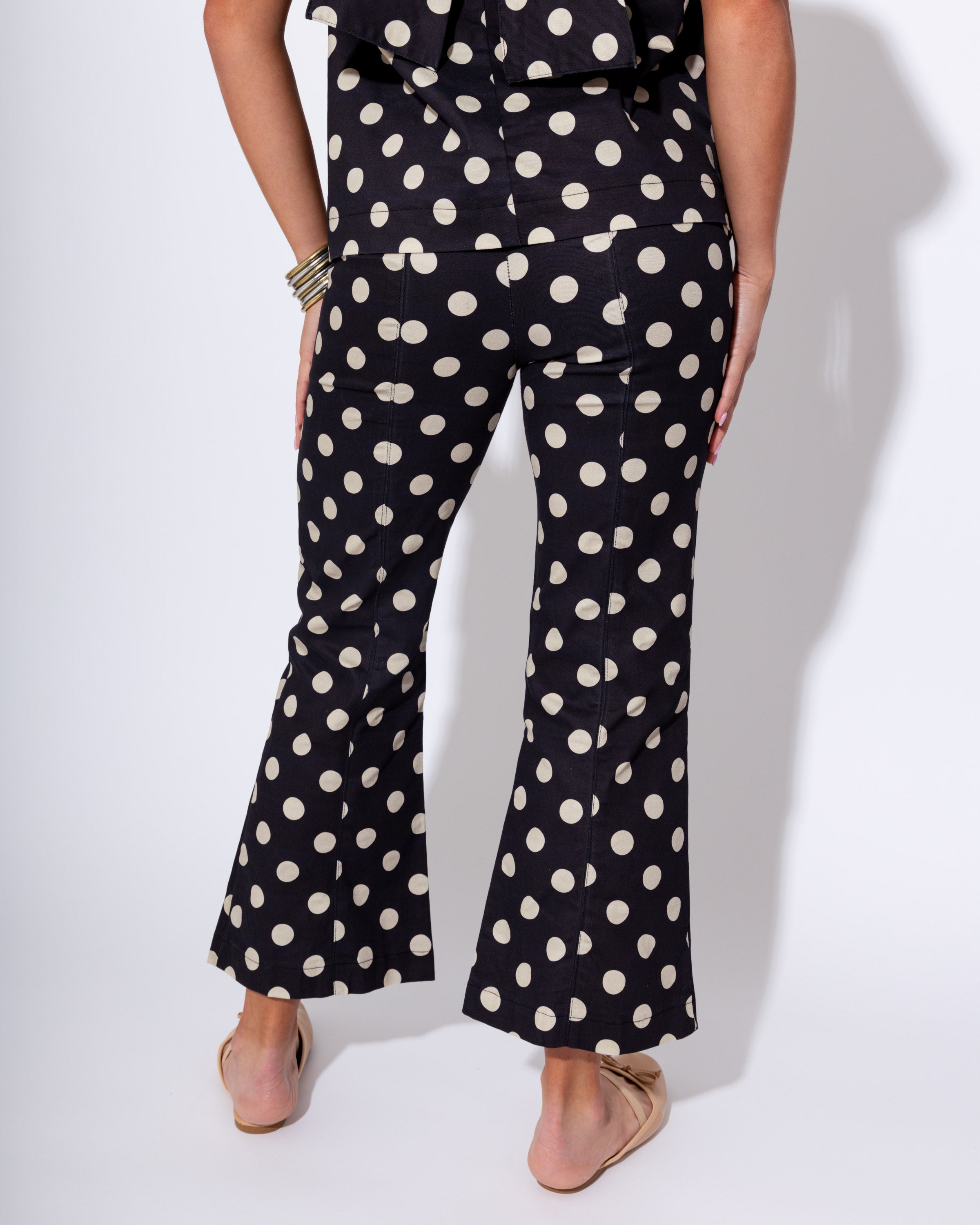 Polka Dot Ruffle Top & Flare Pants Set