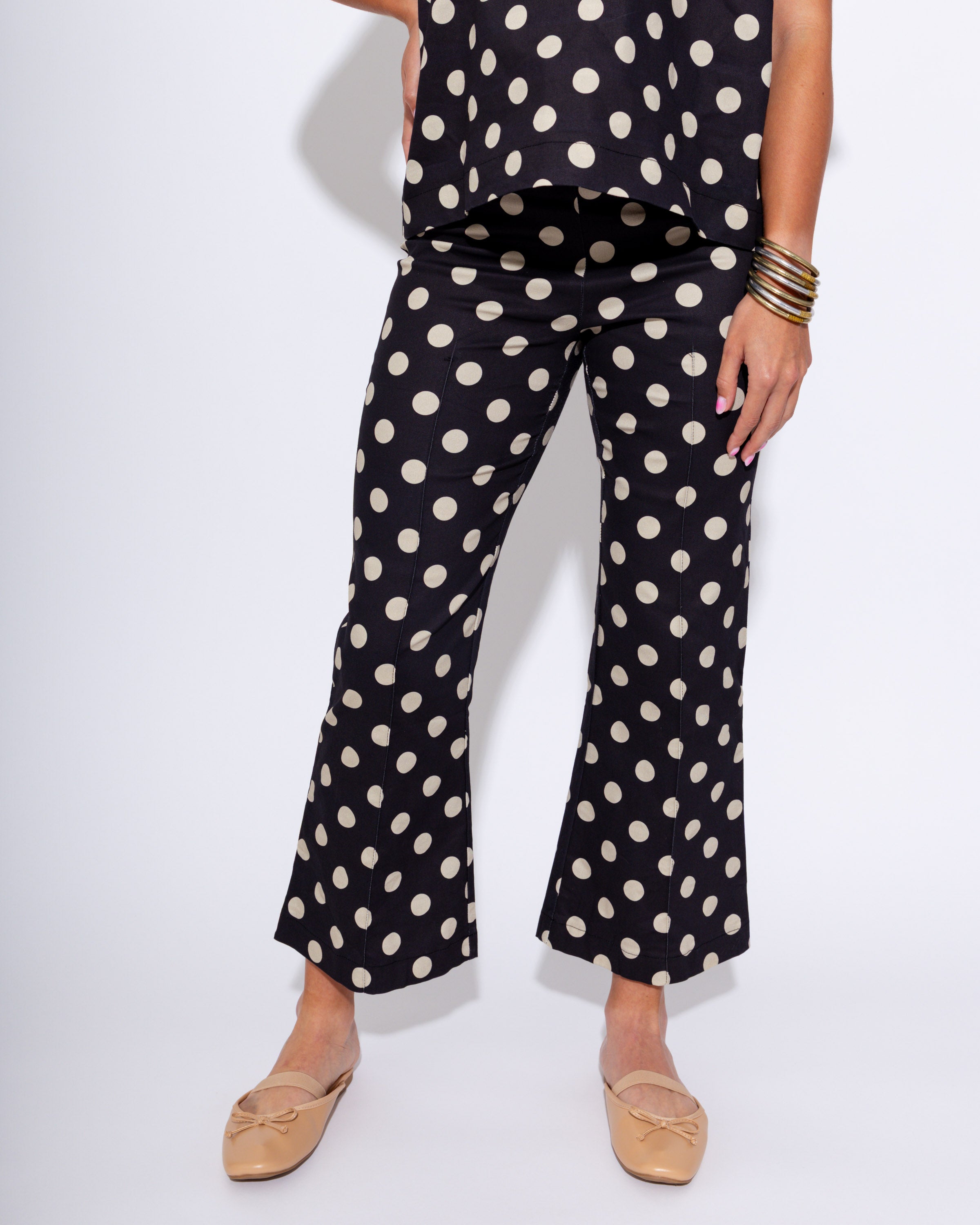 Polka Dot Ruffle Top & Flare Pants Set
