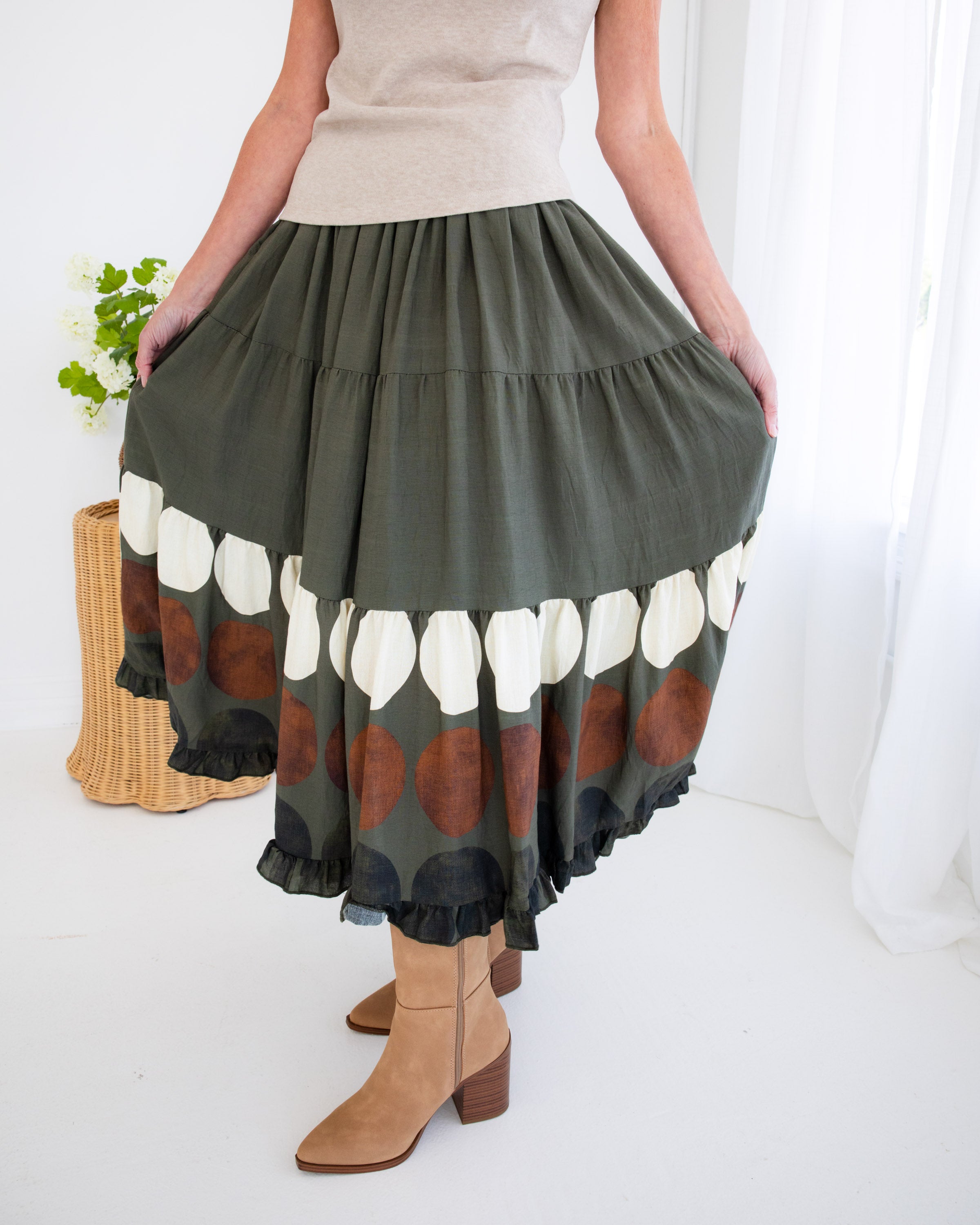 Dot Border Maxi Skirt