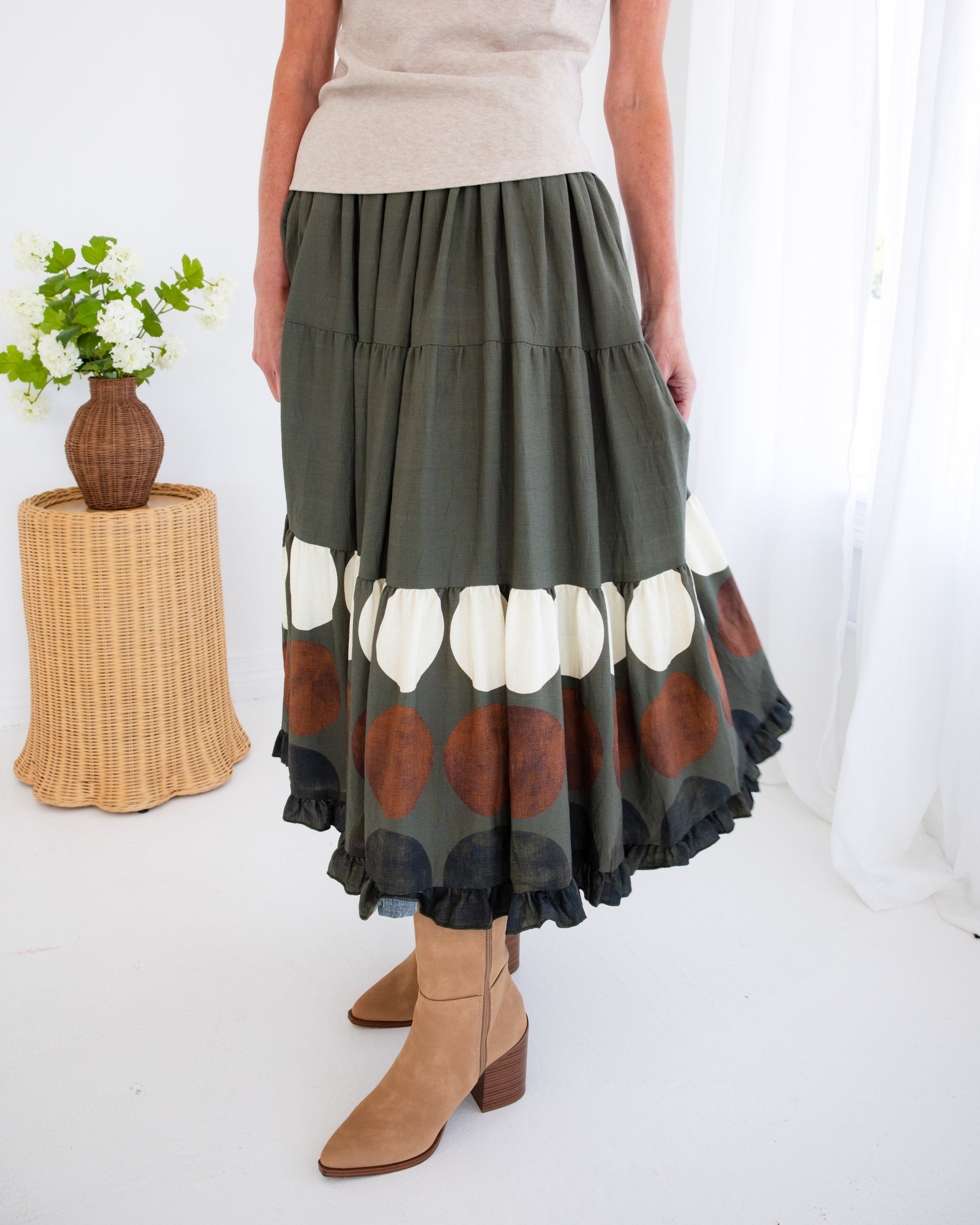 Dot Border Maxi Skirt