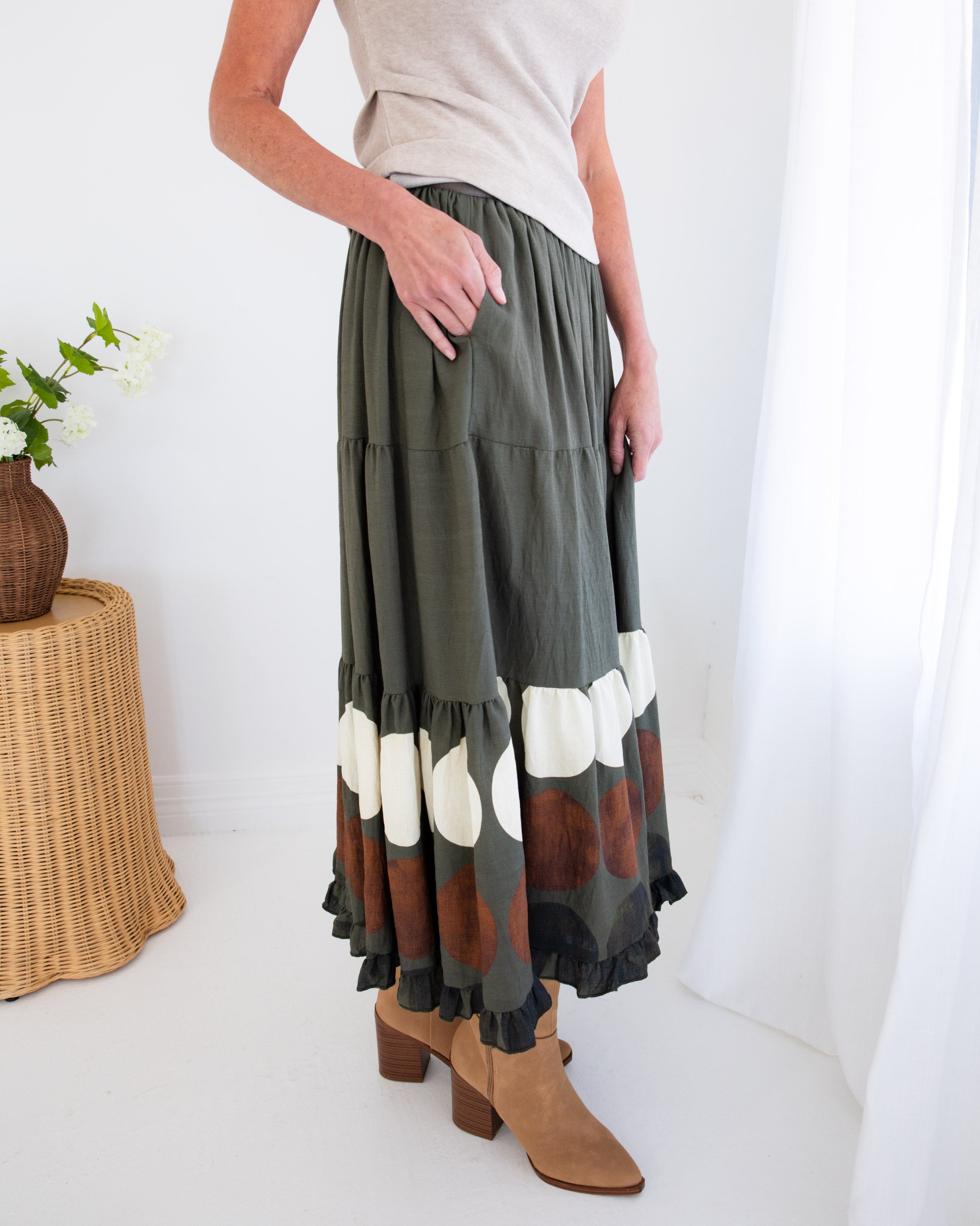 Dot Border Maxi Skirt