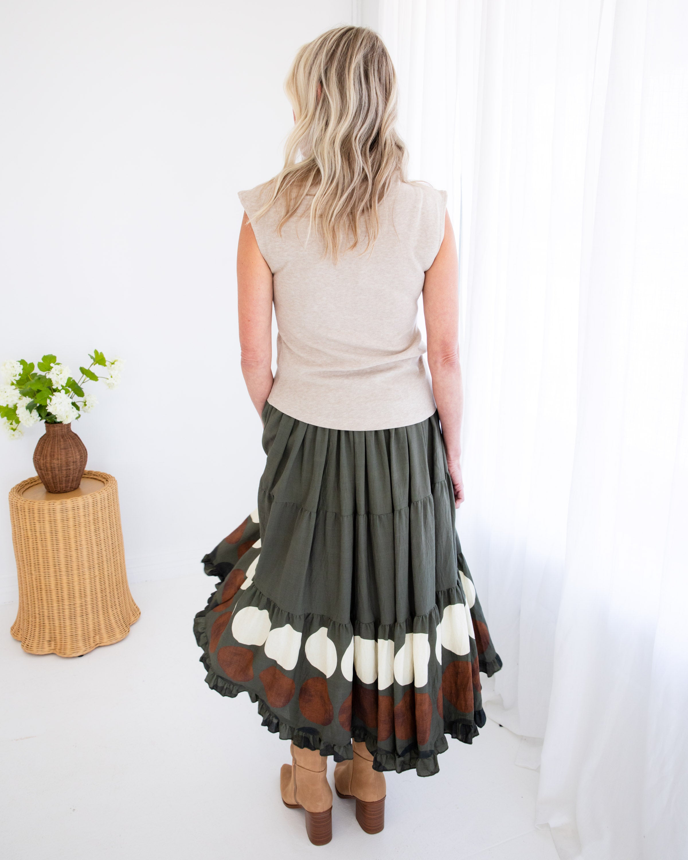 Dot Border Maxi Skirt