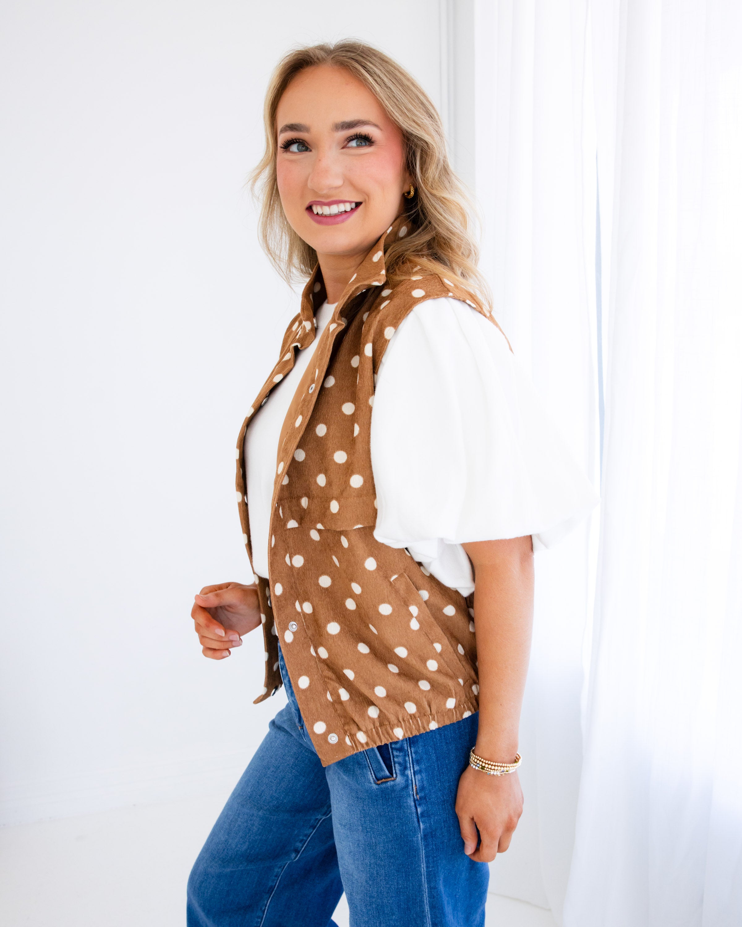 Polka Dot High Neck Utility Vest