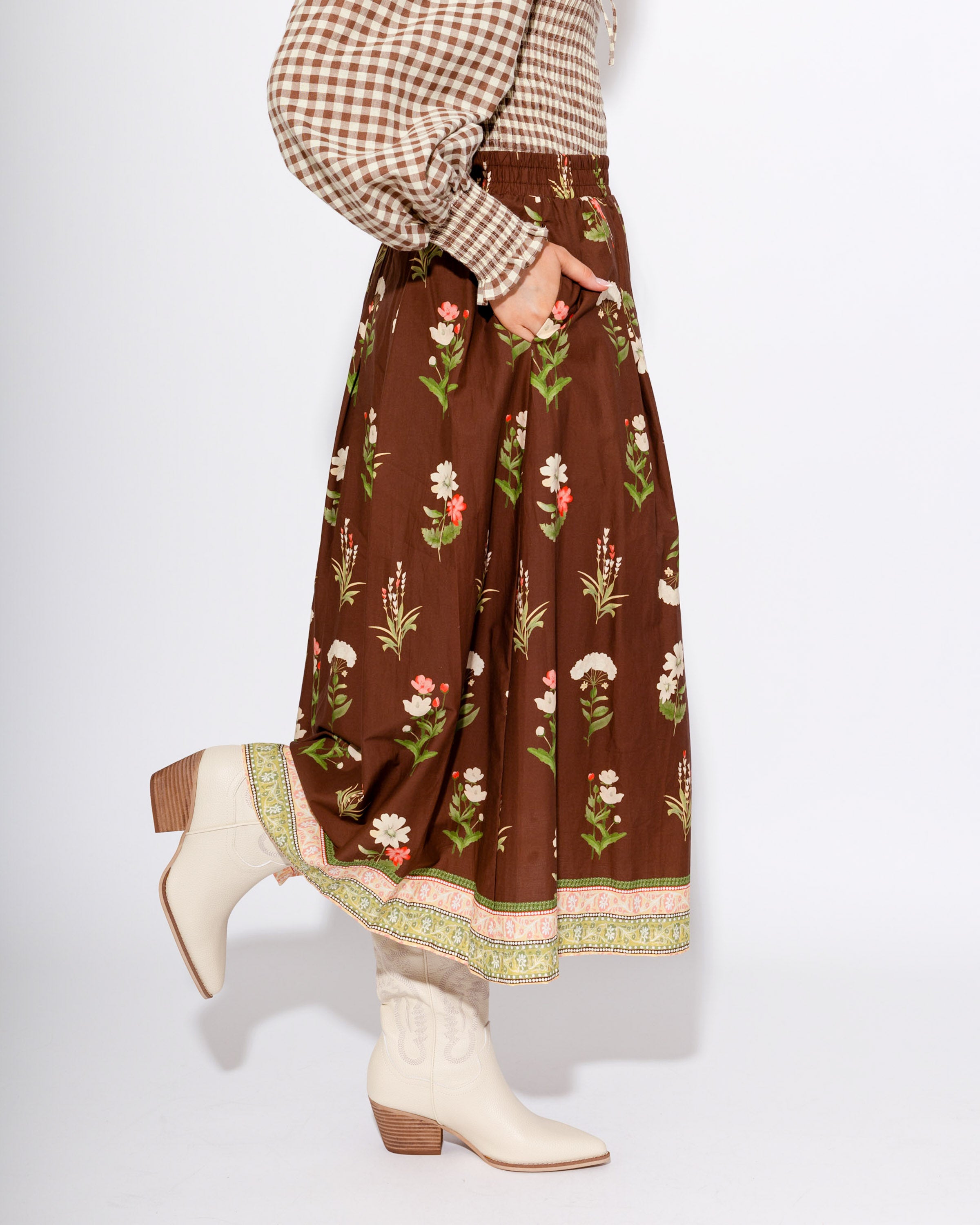 The Classic Floral Pleated Skirt