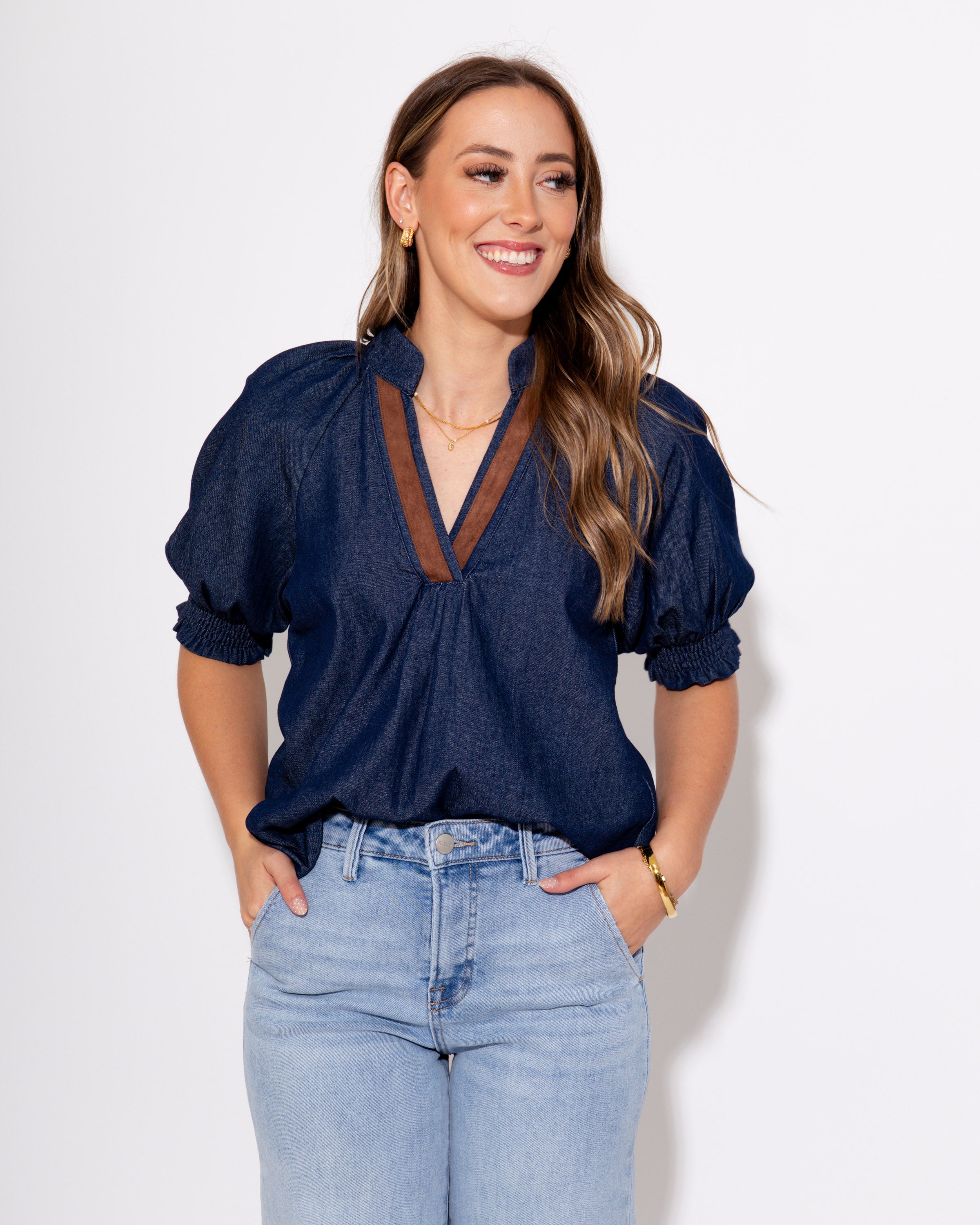 Suede Detail Top