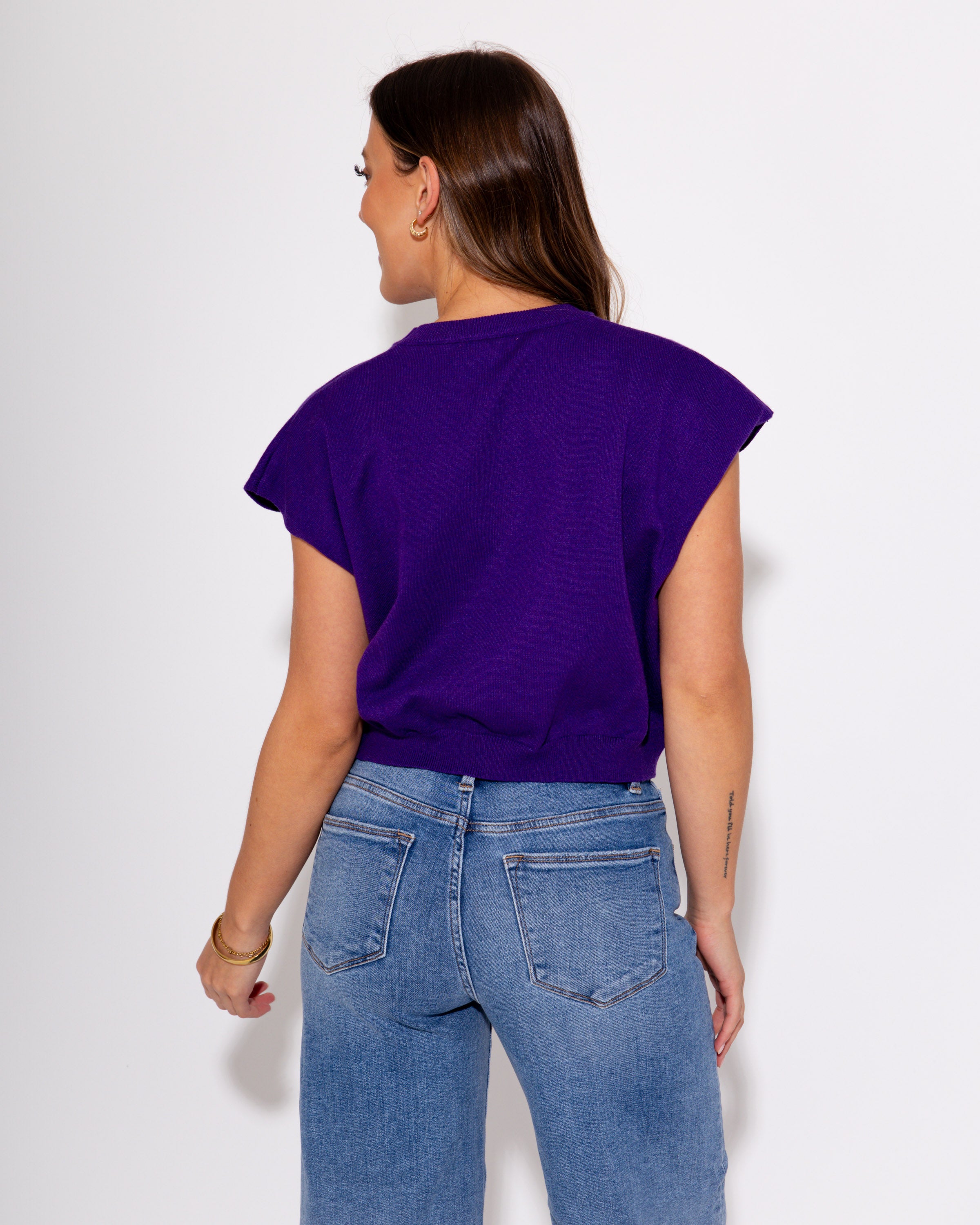 Purple Game Day Drop Shoulder Sweater Top