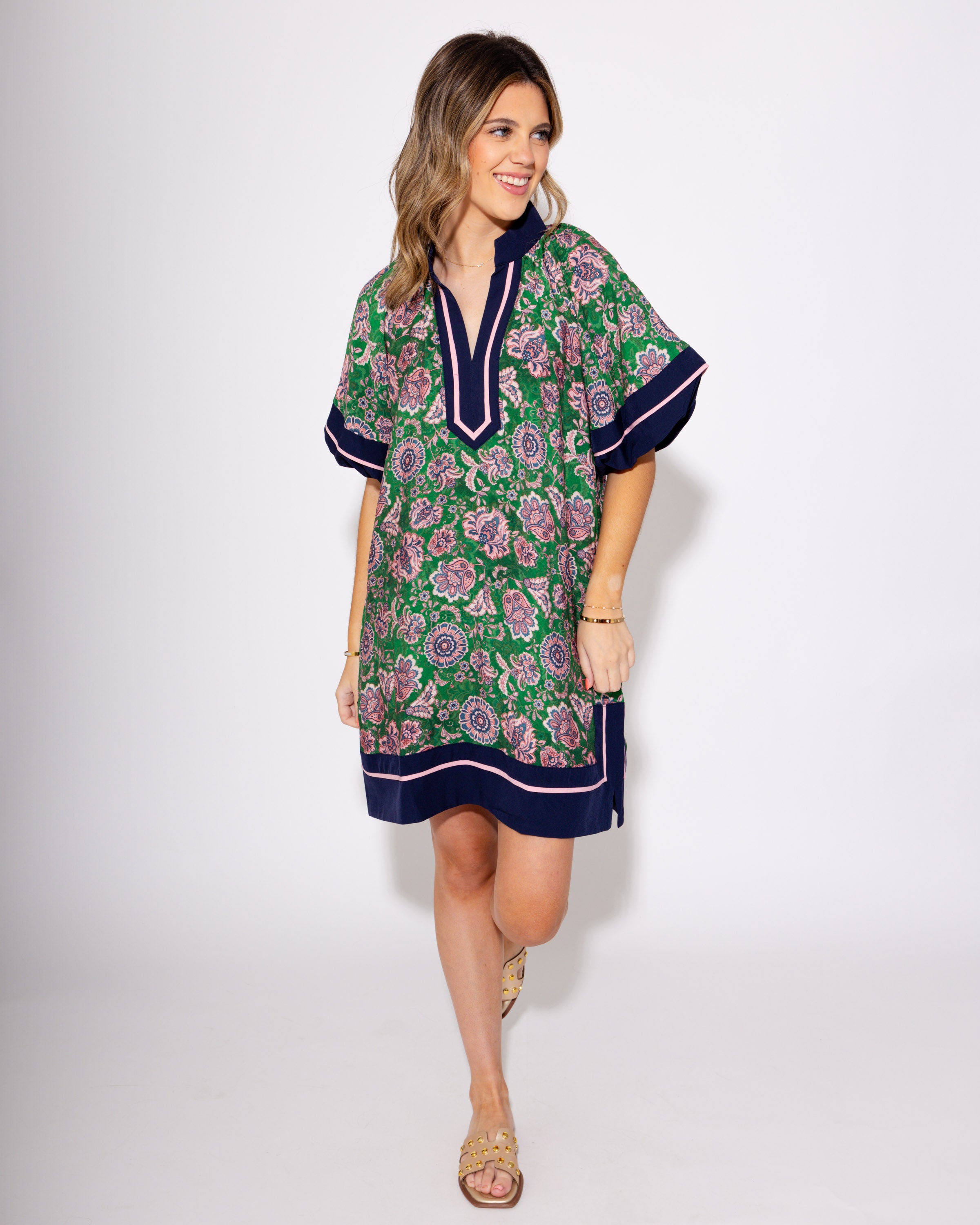Paisley Petal High Neck Mini Dress