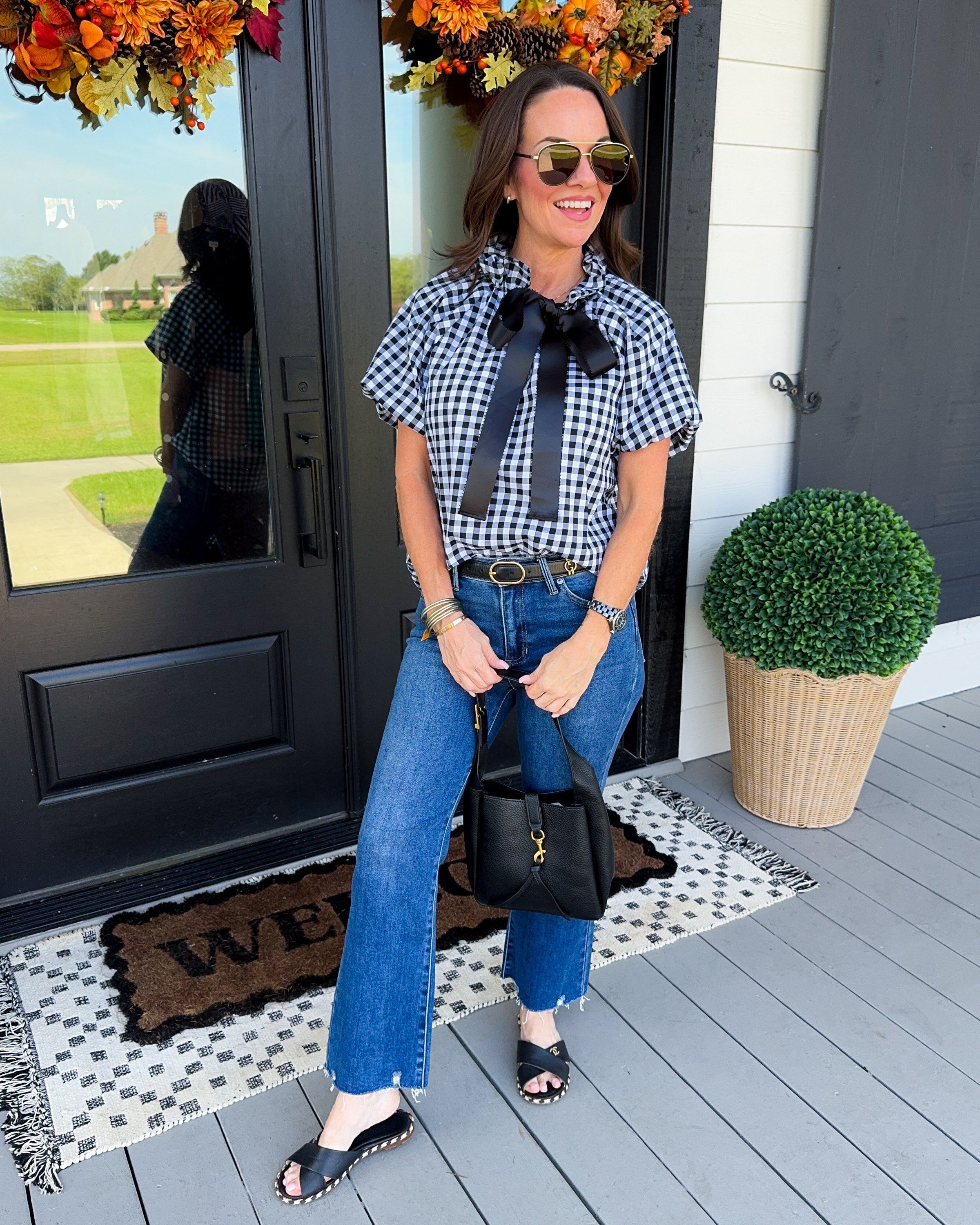 Classic Gingham Bow Tie Top