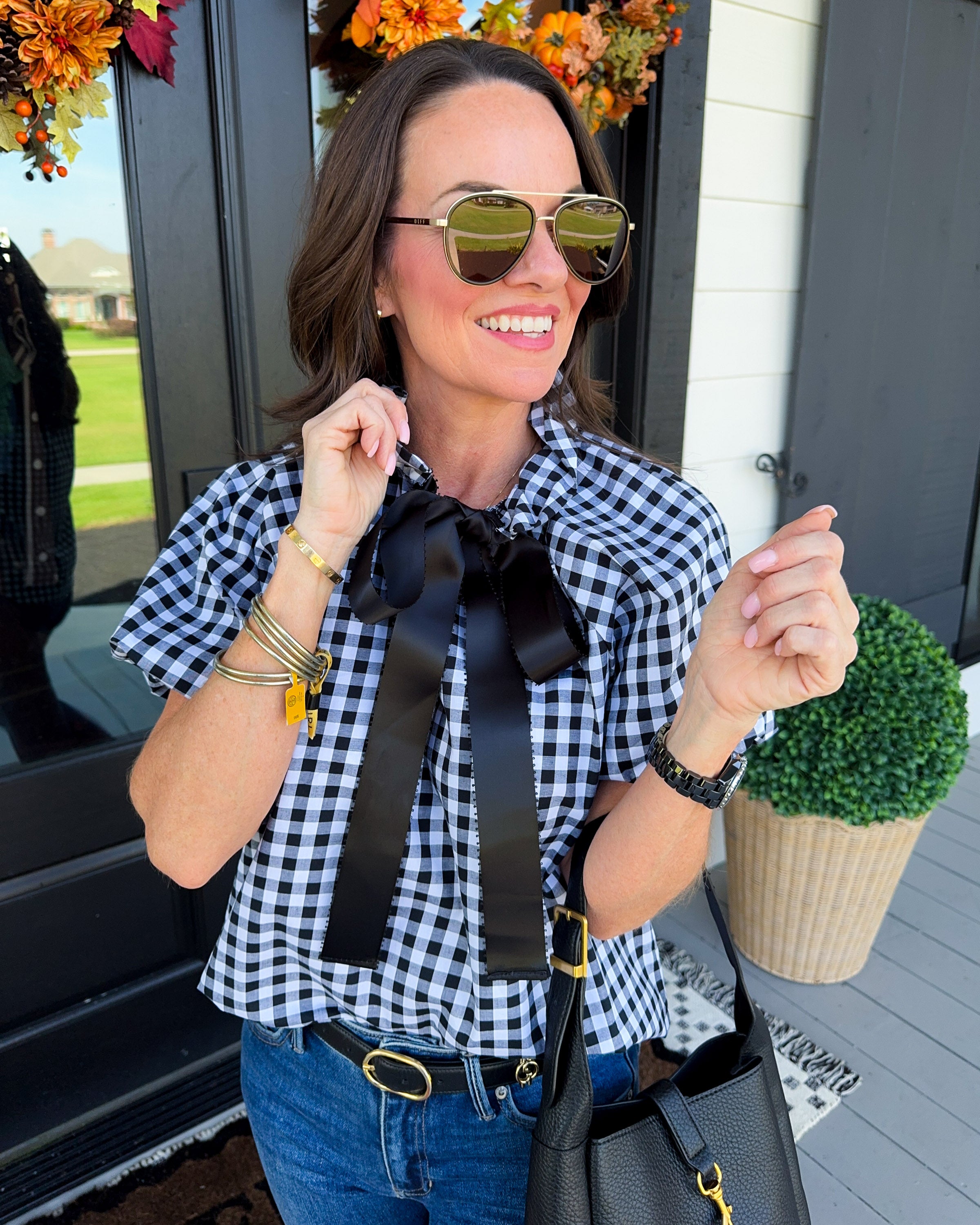 Classic Gingham Bow Tie Top