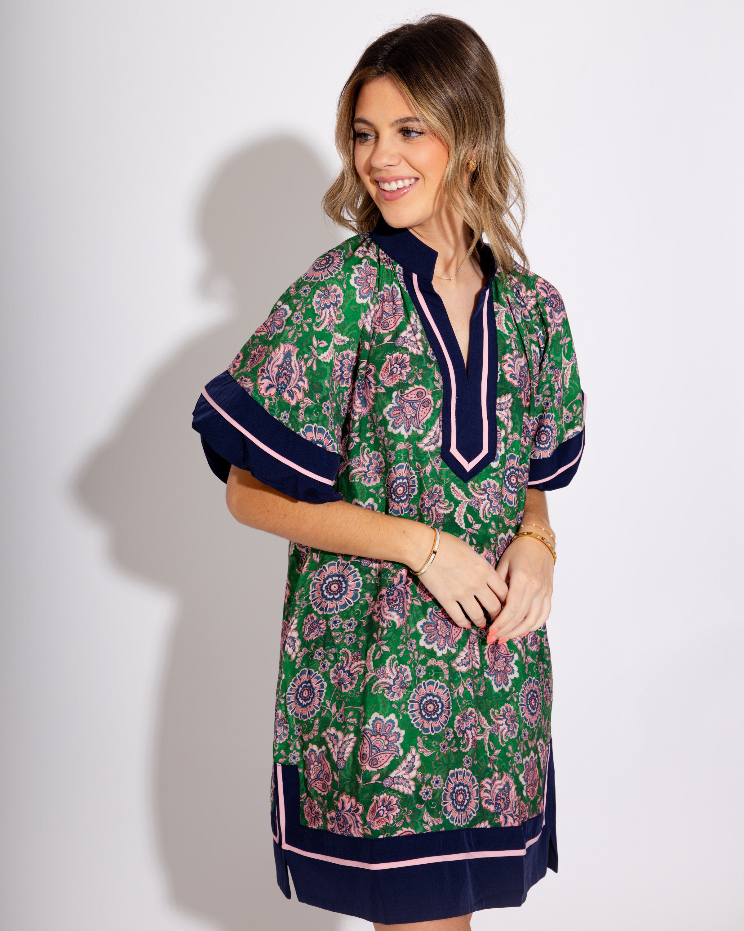 Paisley Petal High Neck Mini Dress