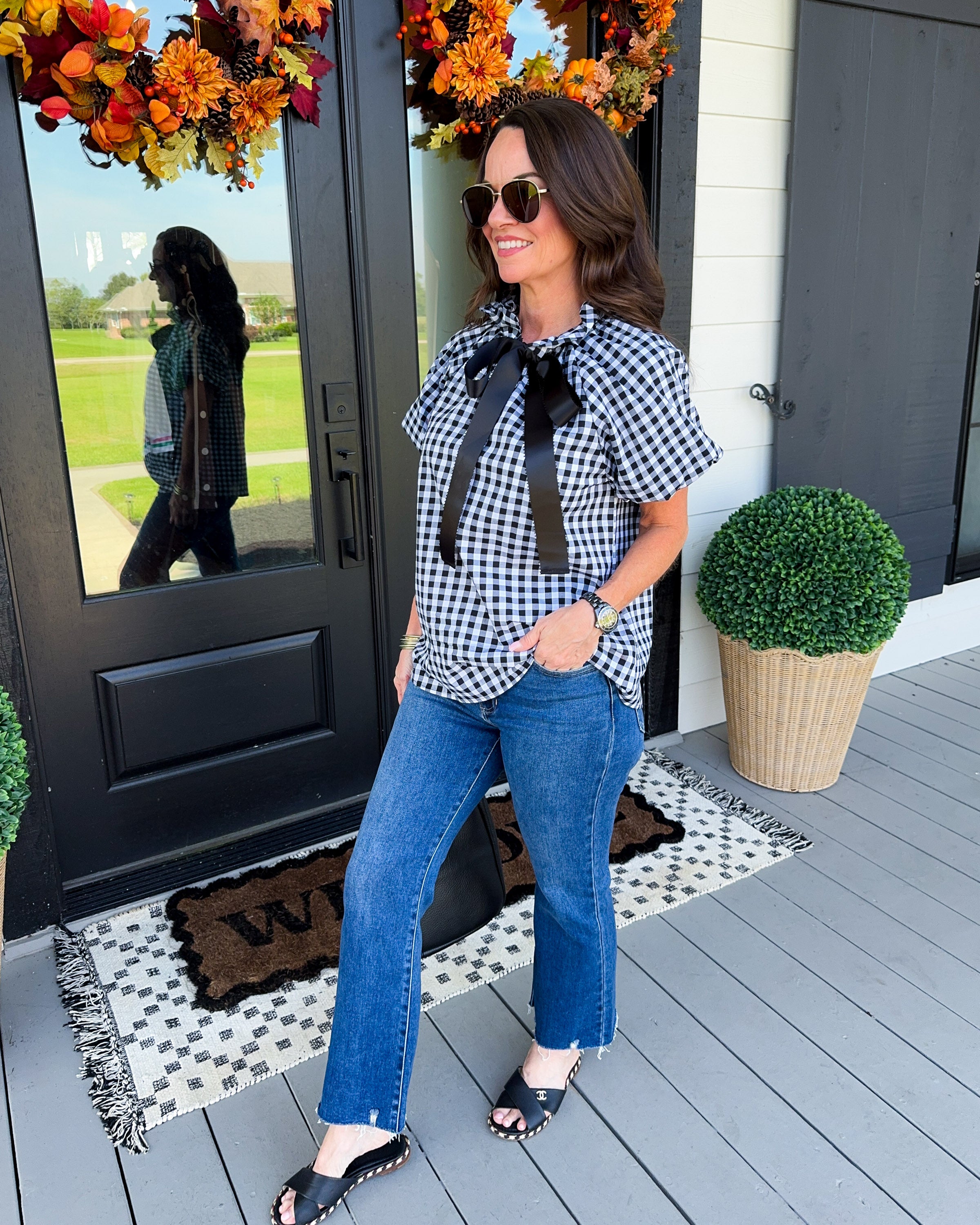 Classic Gingham Bow Tie Top