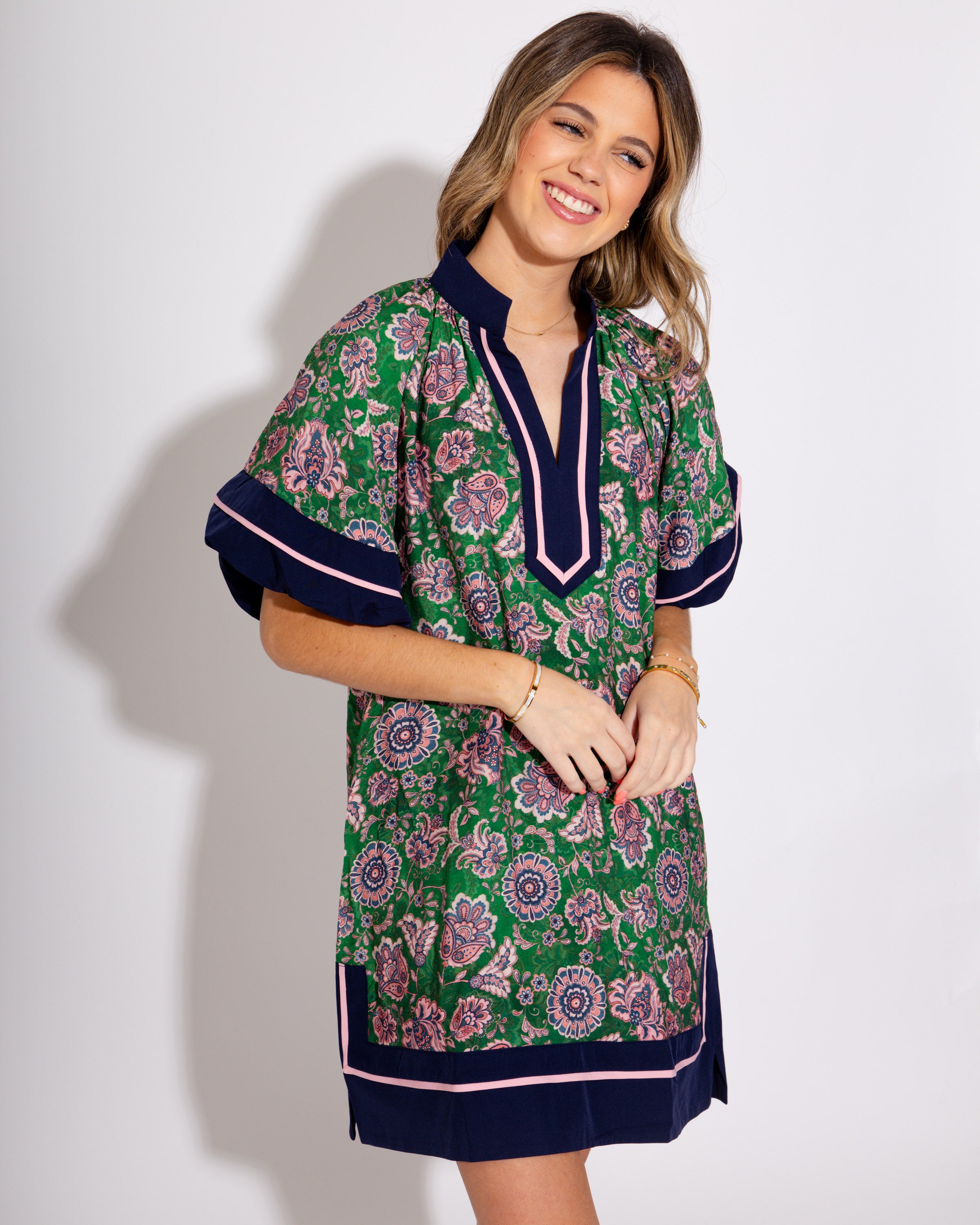 Paisley Petal High Neck Mini Dress