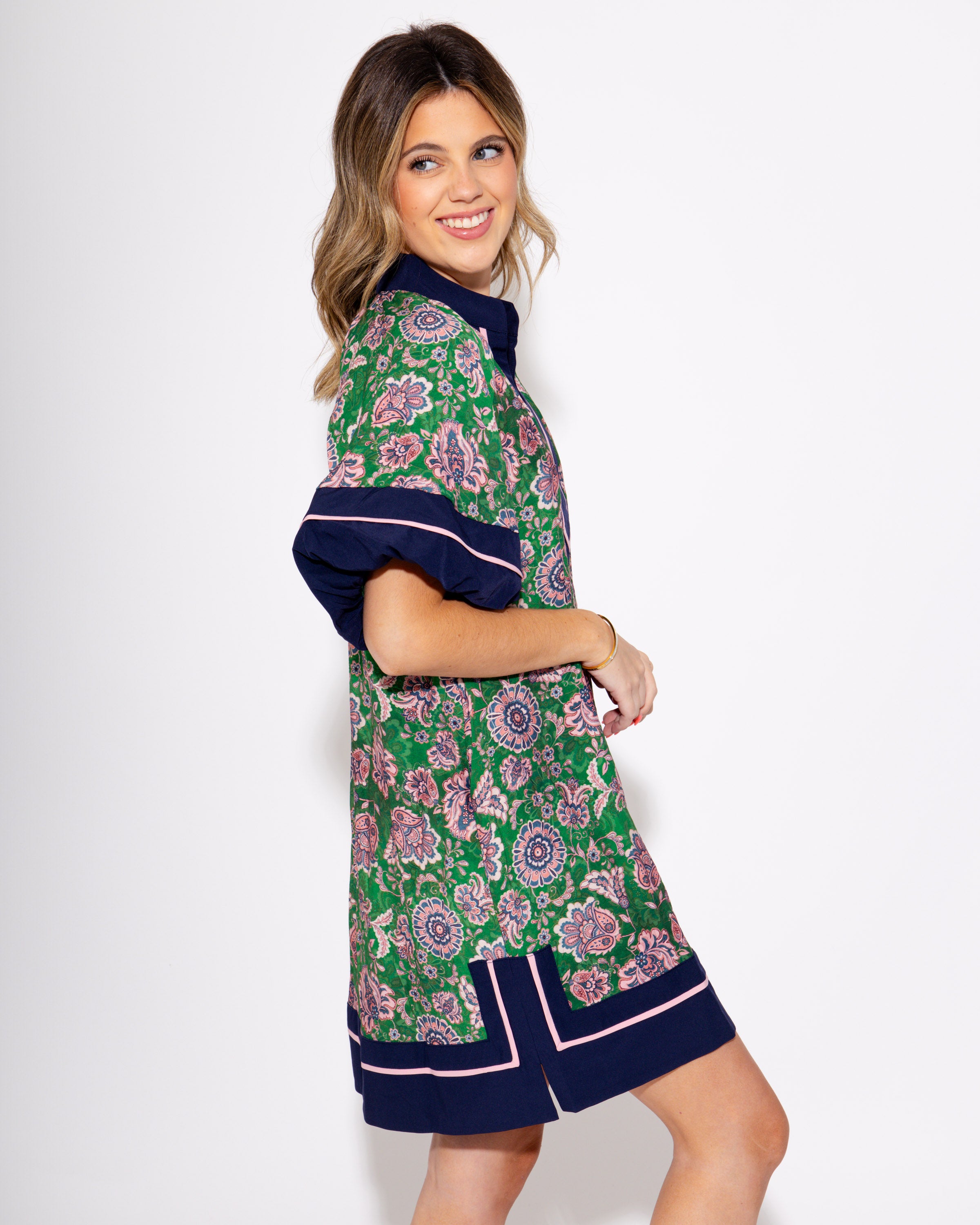Paisley Petal High Neck Mini Dress