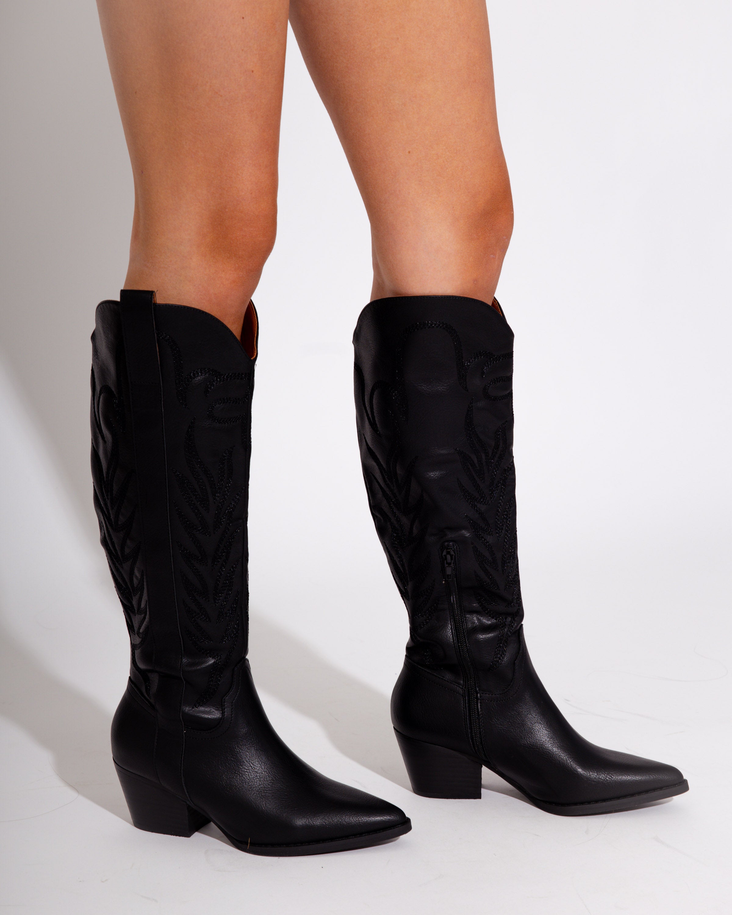 The Samara Black Western Tall Boot