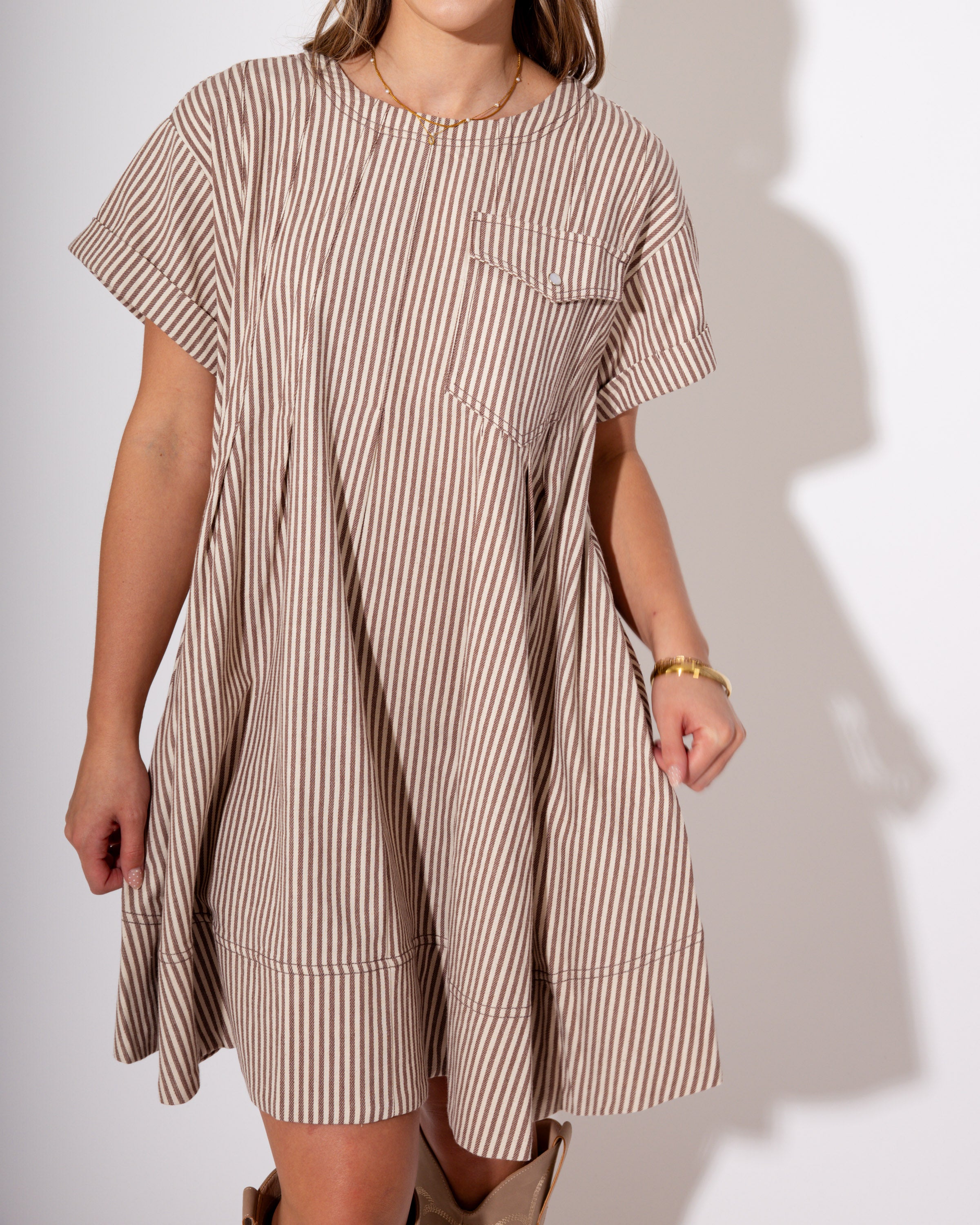 Mocha Stripe Swing Dress