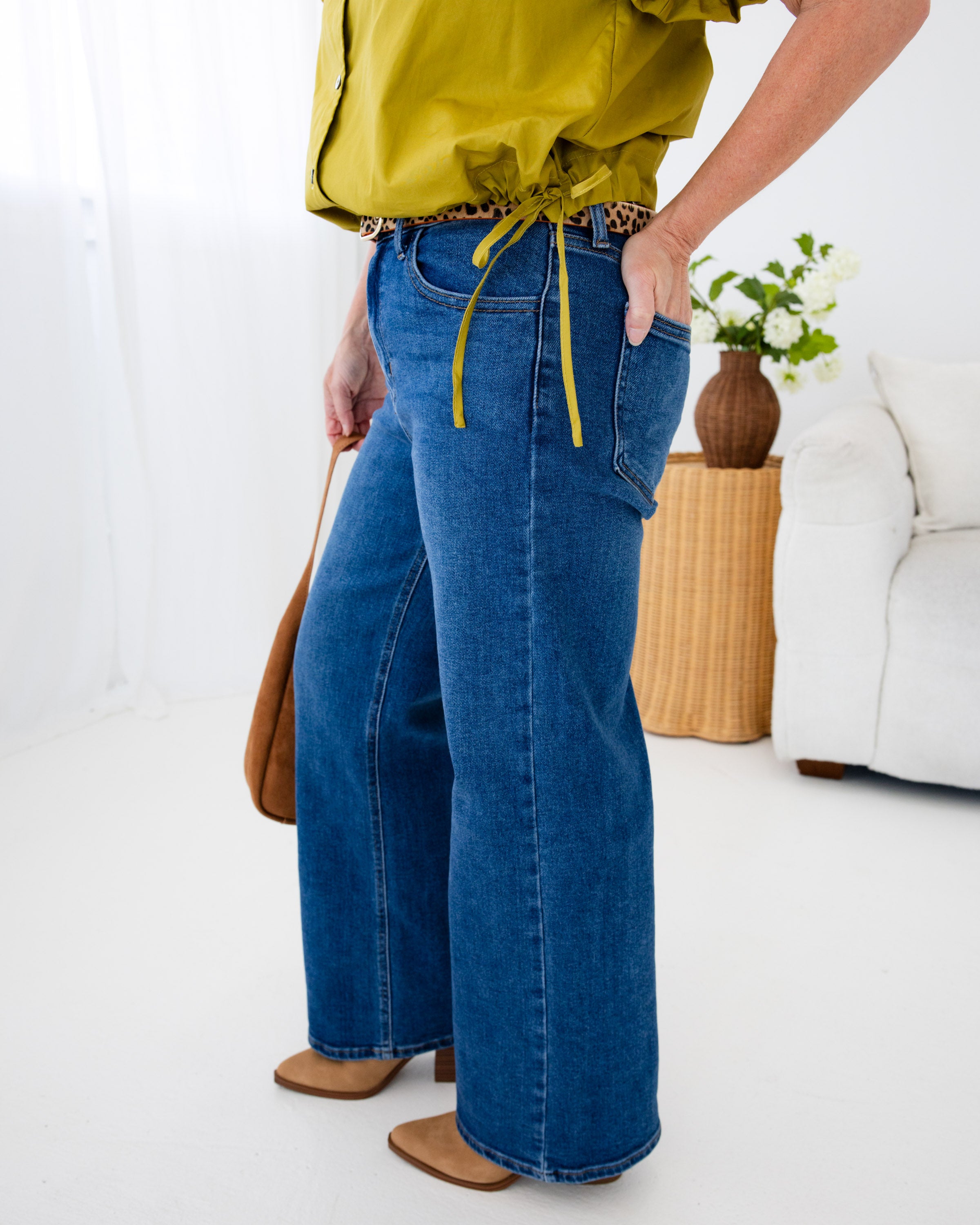 Just USA | Slim Wide Leg Jeans in Dark Denim