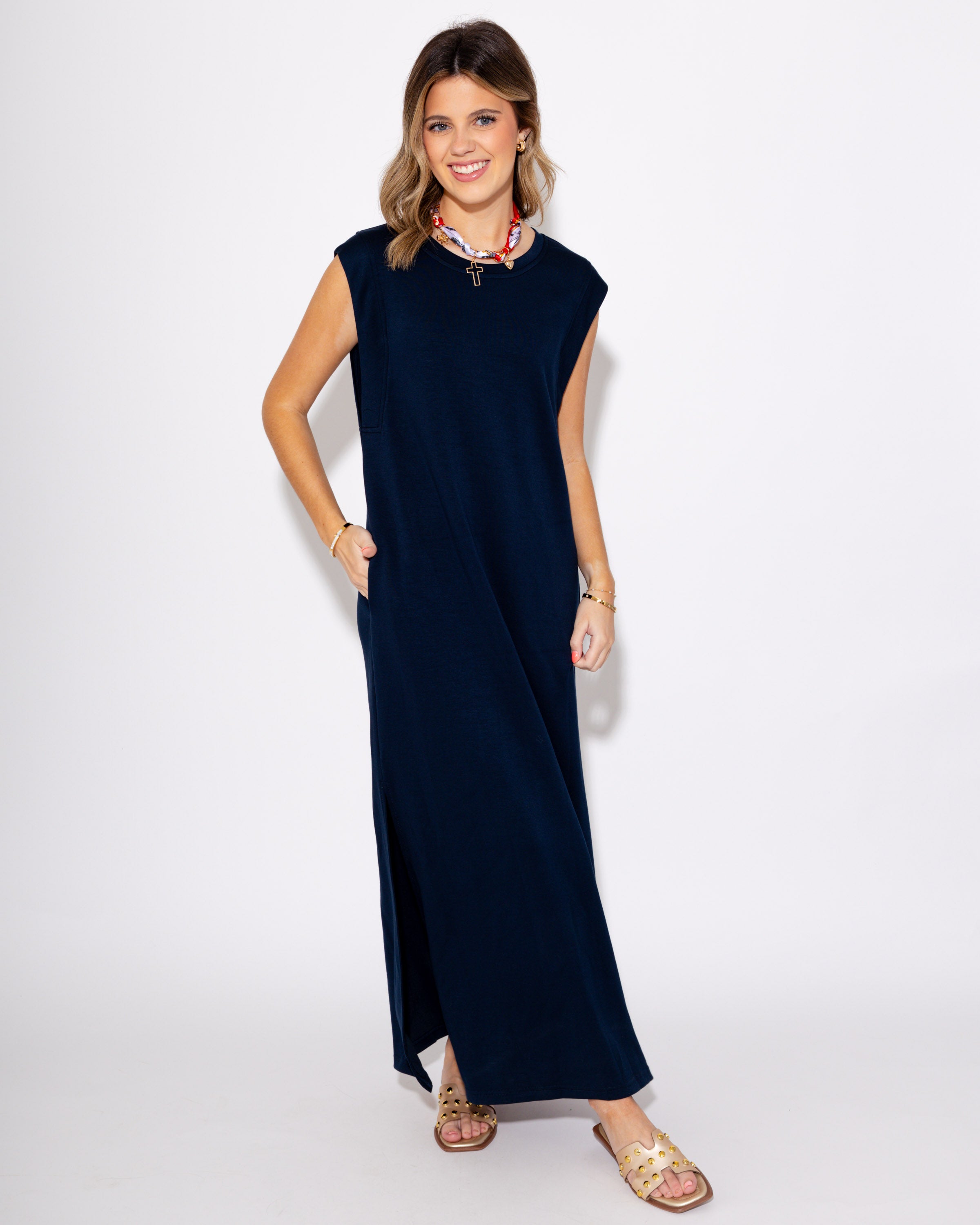 The Best Frame Midi Dress in Navy