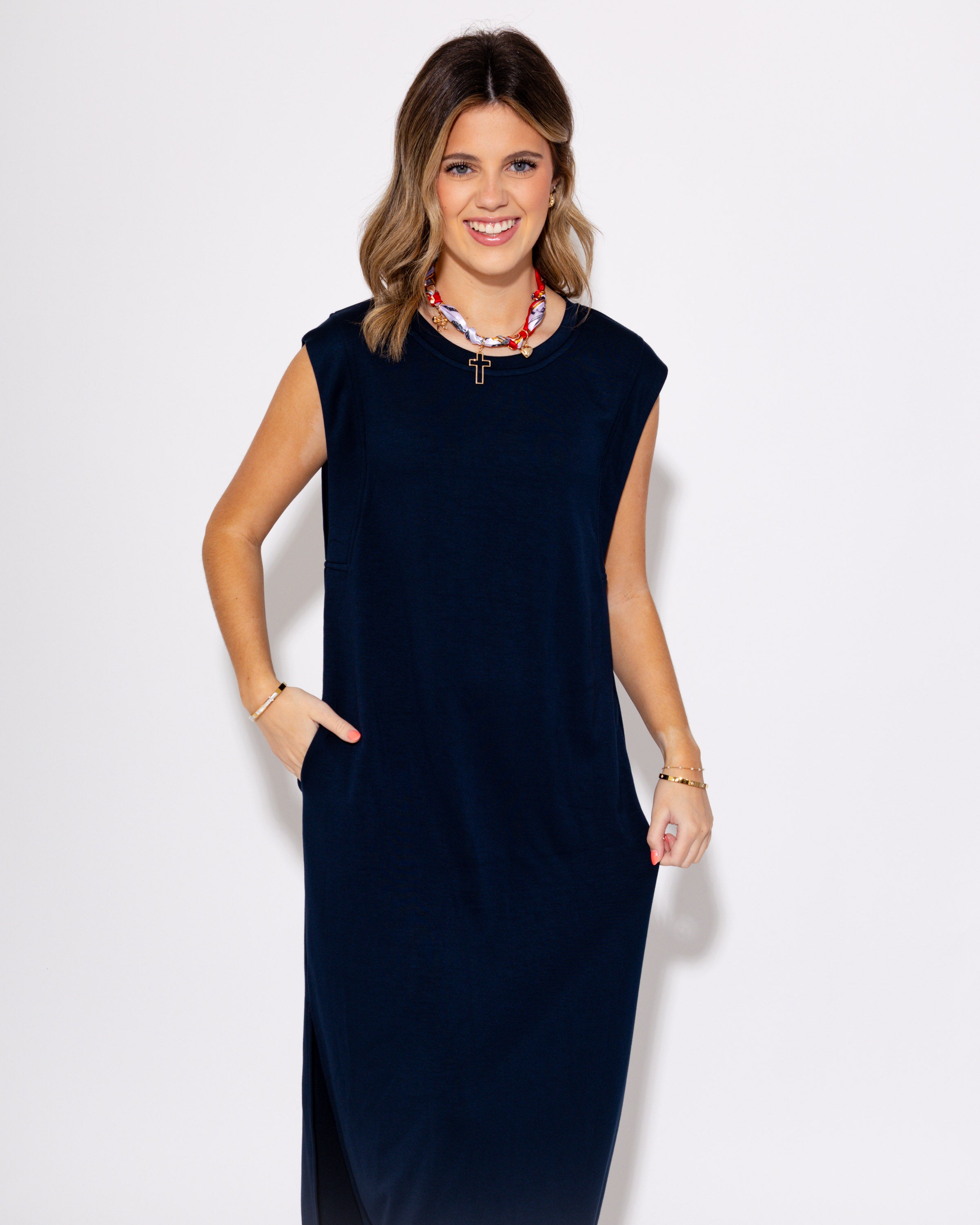 The Best Frame Midi Dress in Navy