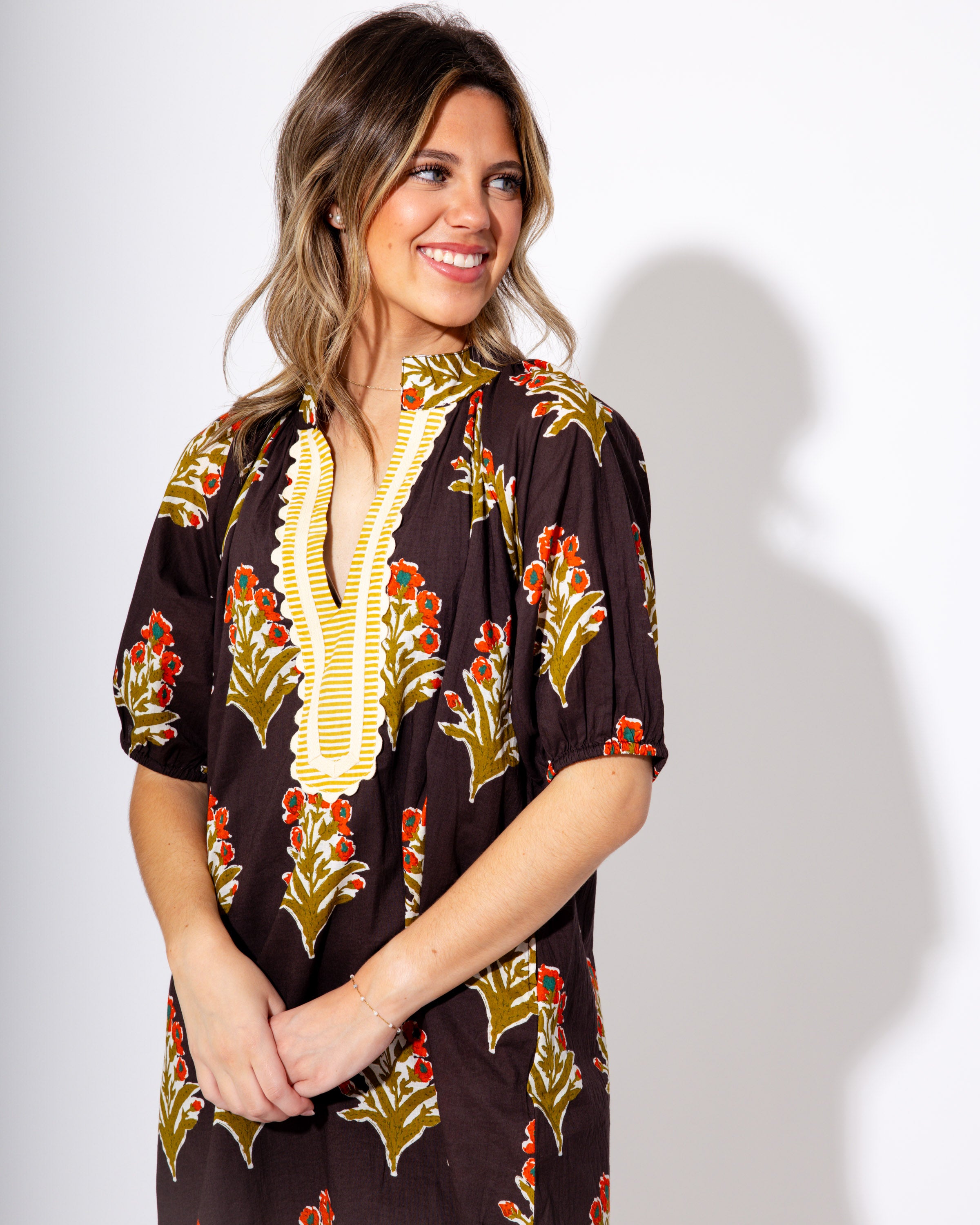 Petal Stripe V-Neck Dress