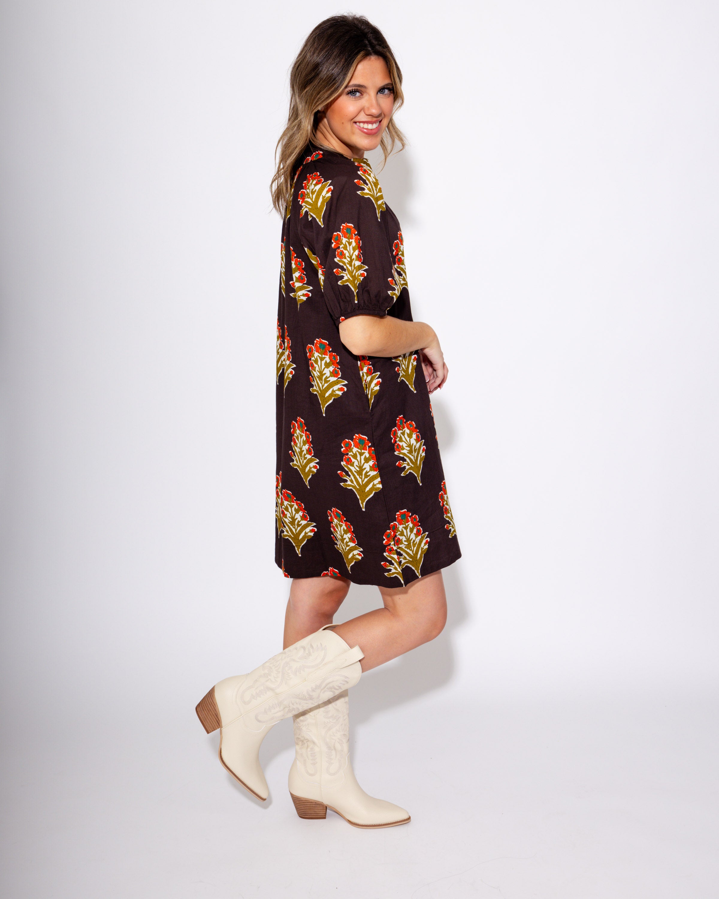 Petal Stripe V-Neck Dress