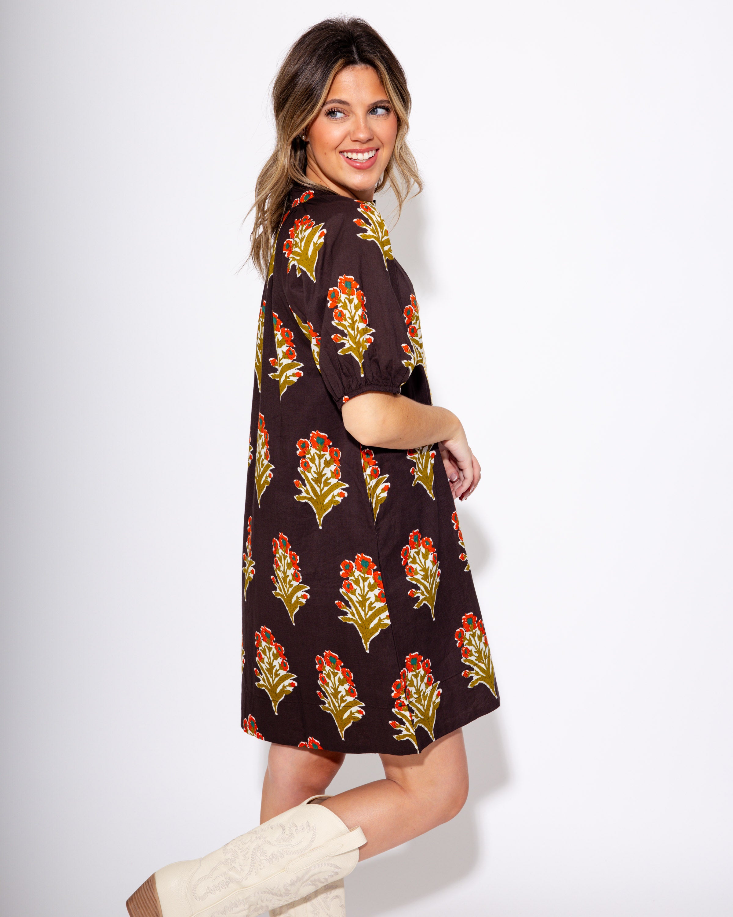 Petal Stripe V-Neck Dress