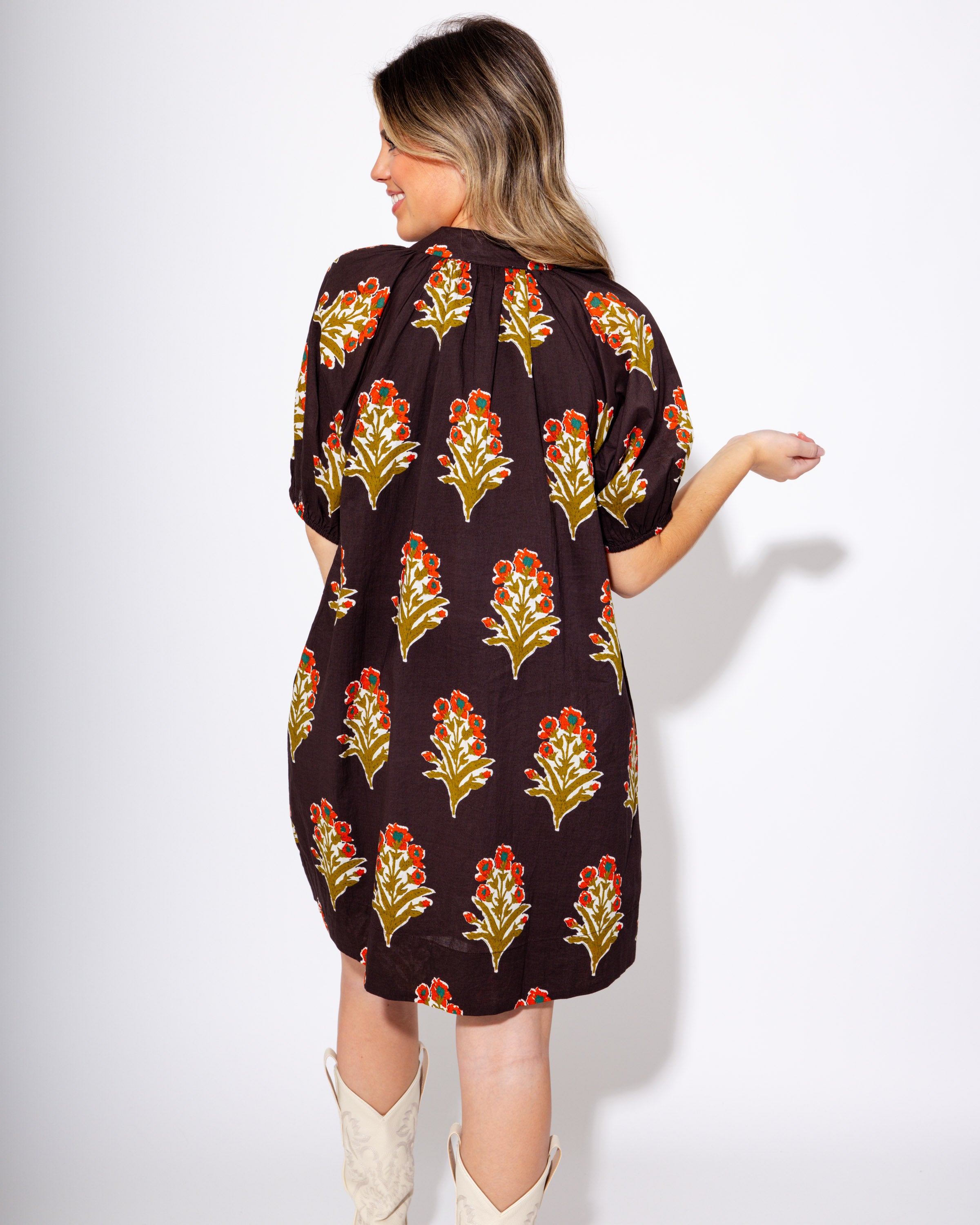 Petal Stripe V-Neck Dress