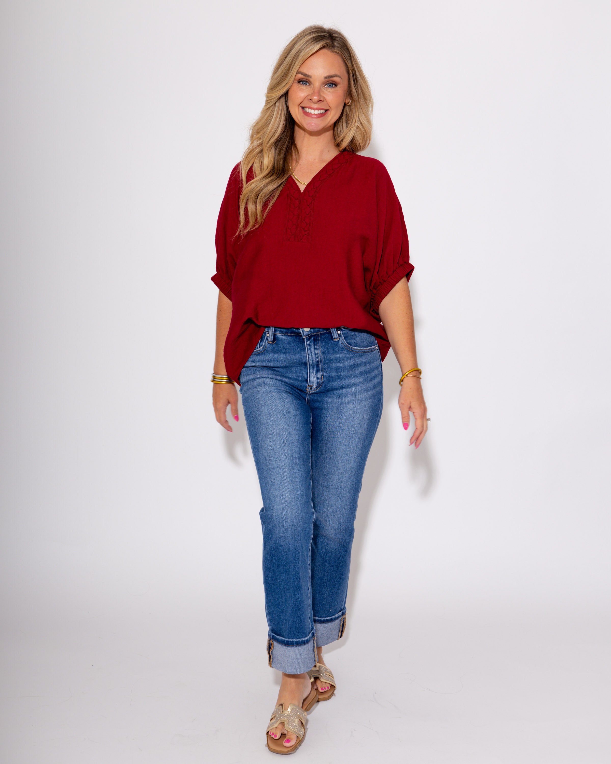 The Trenza Touch Top in Garnet