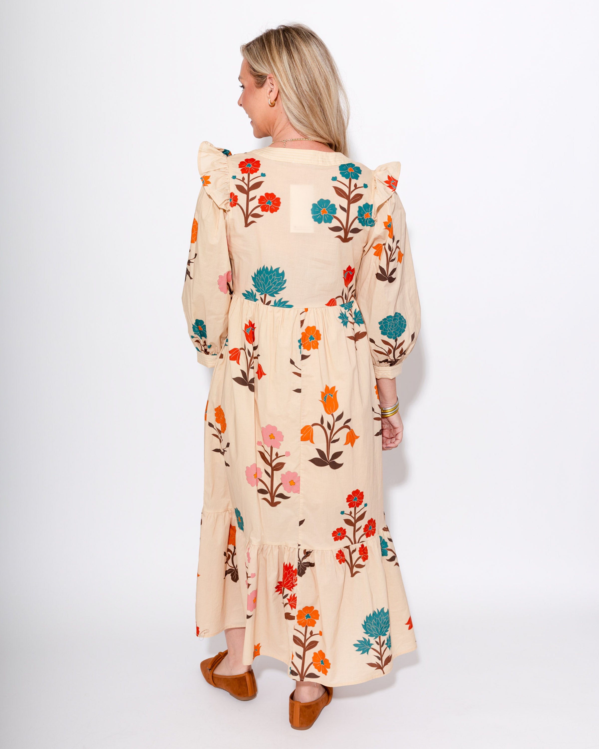 Floral Puff Sleeve Midi Dress