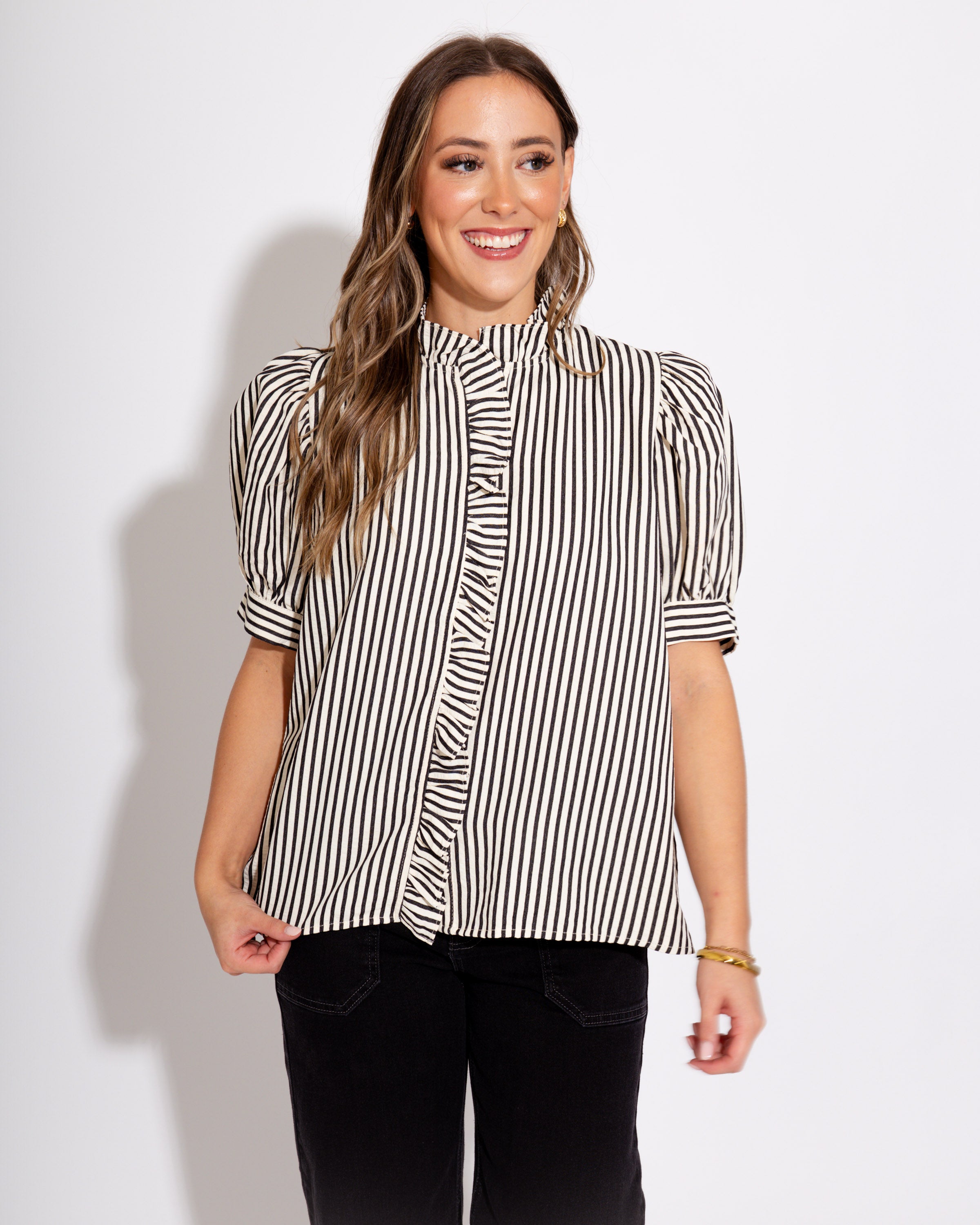 Timeless Stripe Puff Sleeve Top