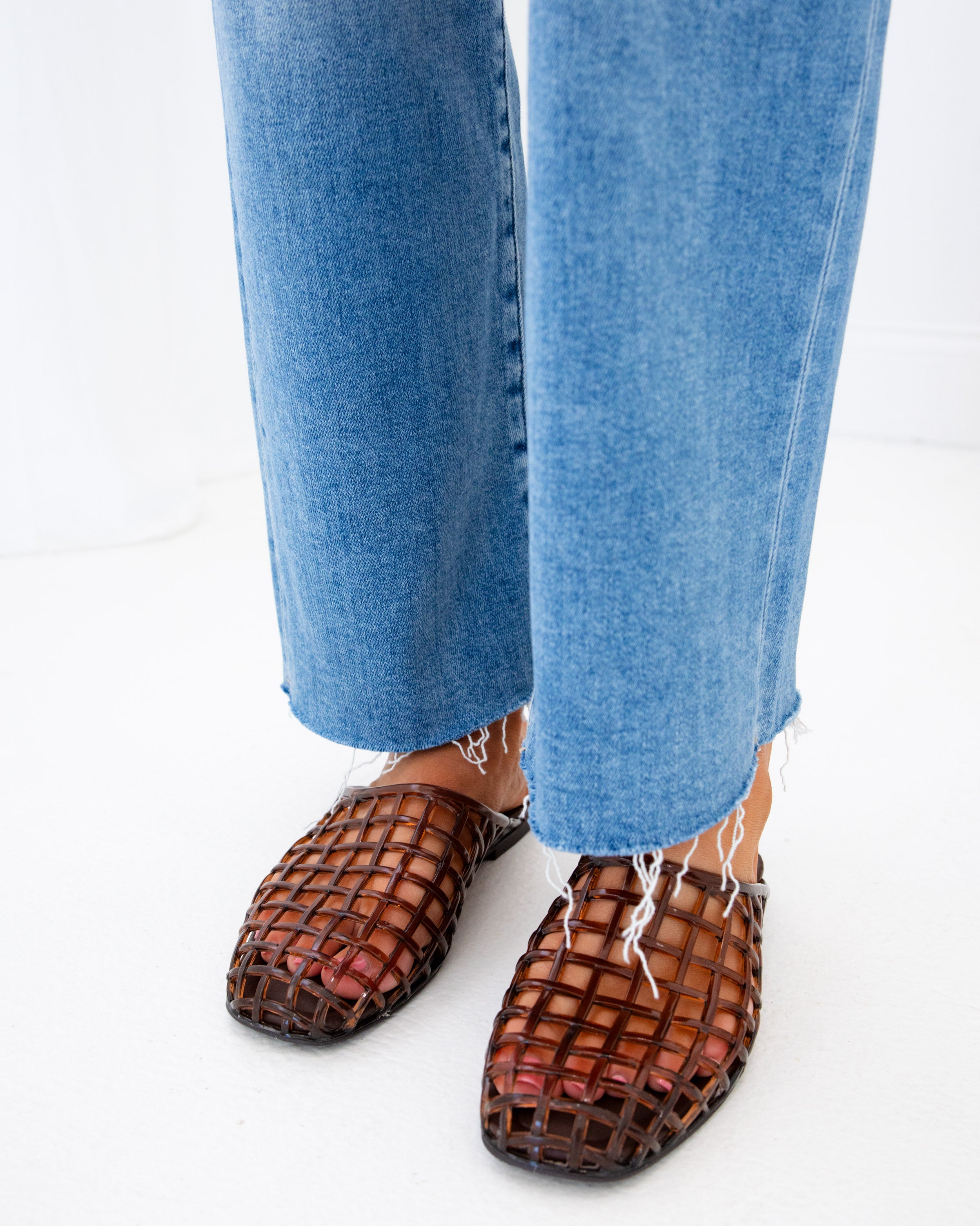 Jelly Slip On Flats in Brown