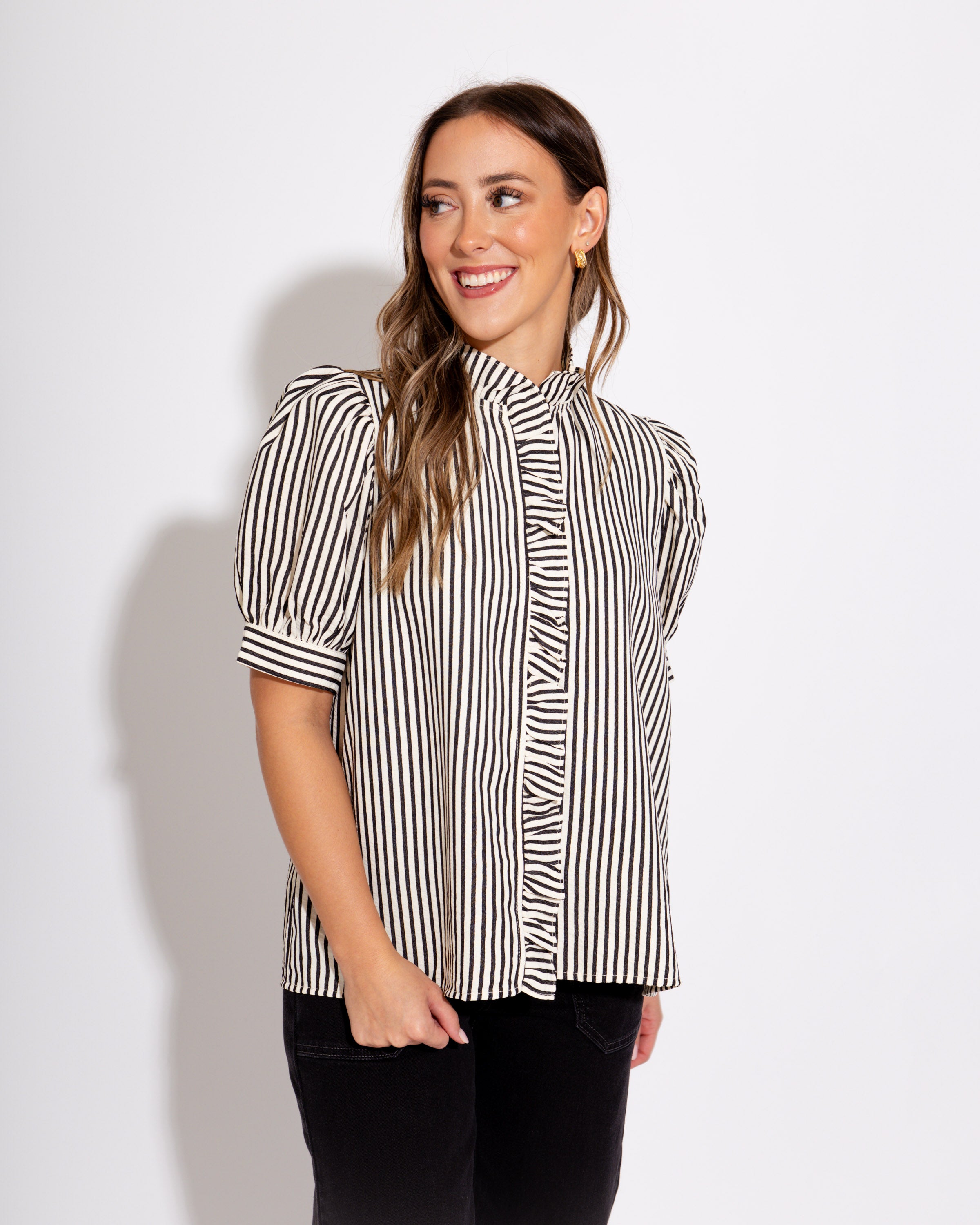 Timeless Stripe Puff Sleeve Top