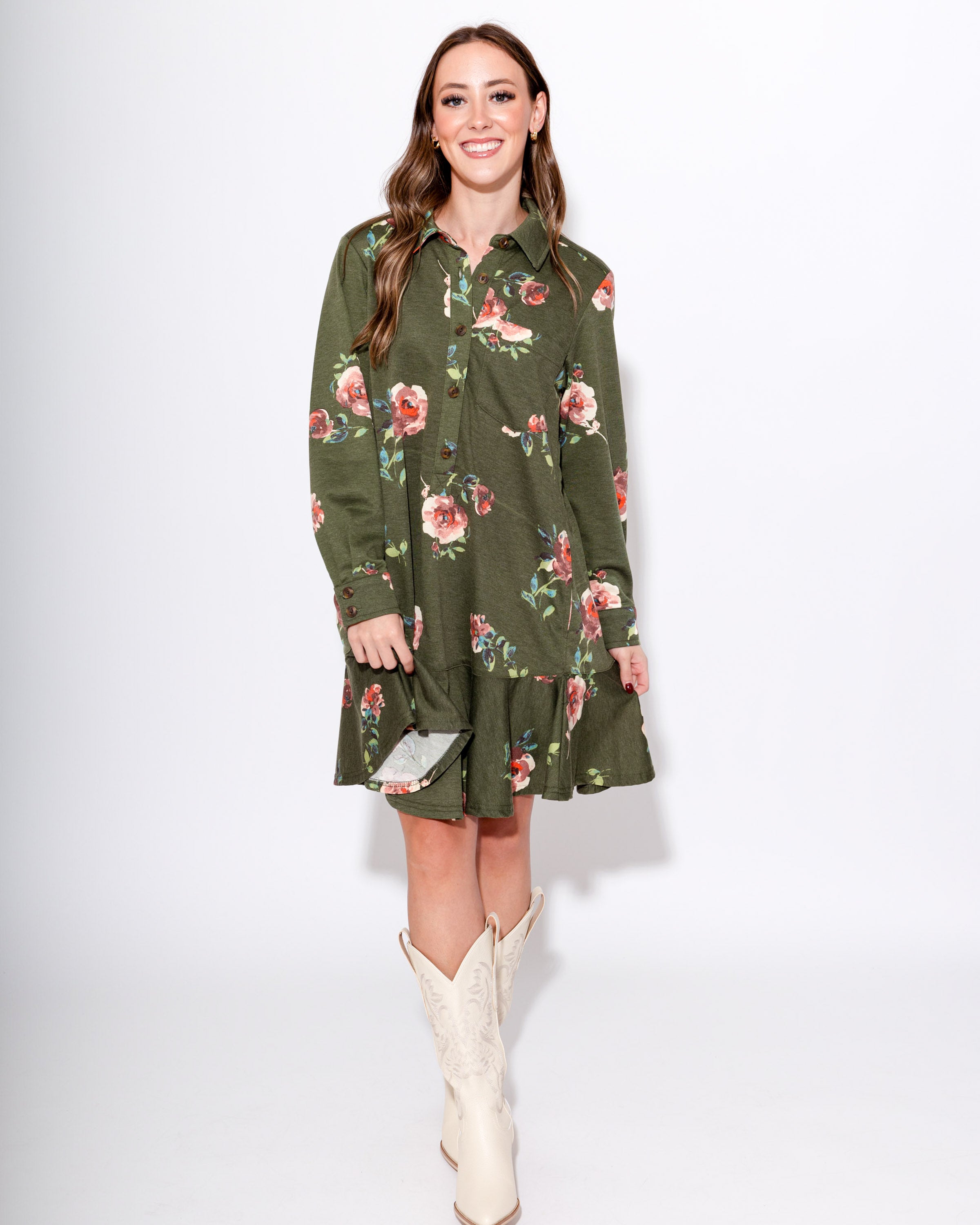 Ivy Jane | Floral Knit Shirt Dress