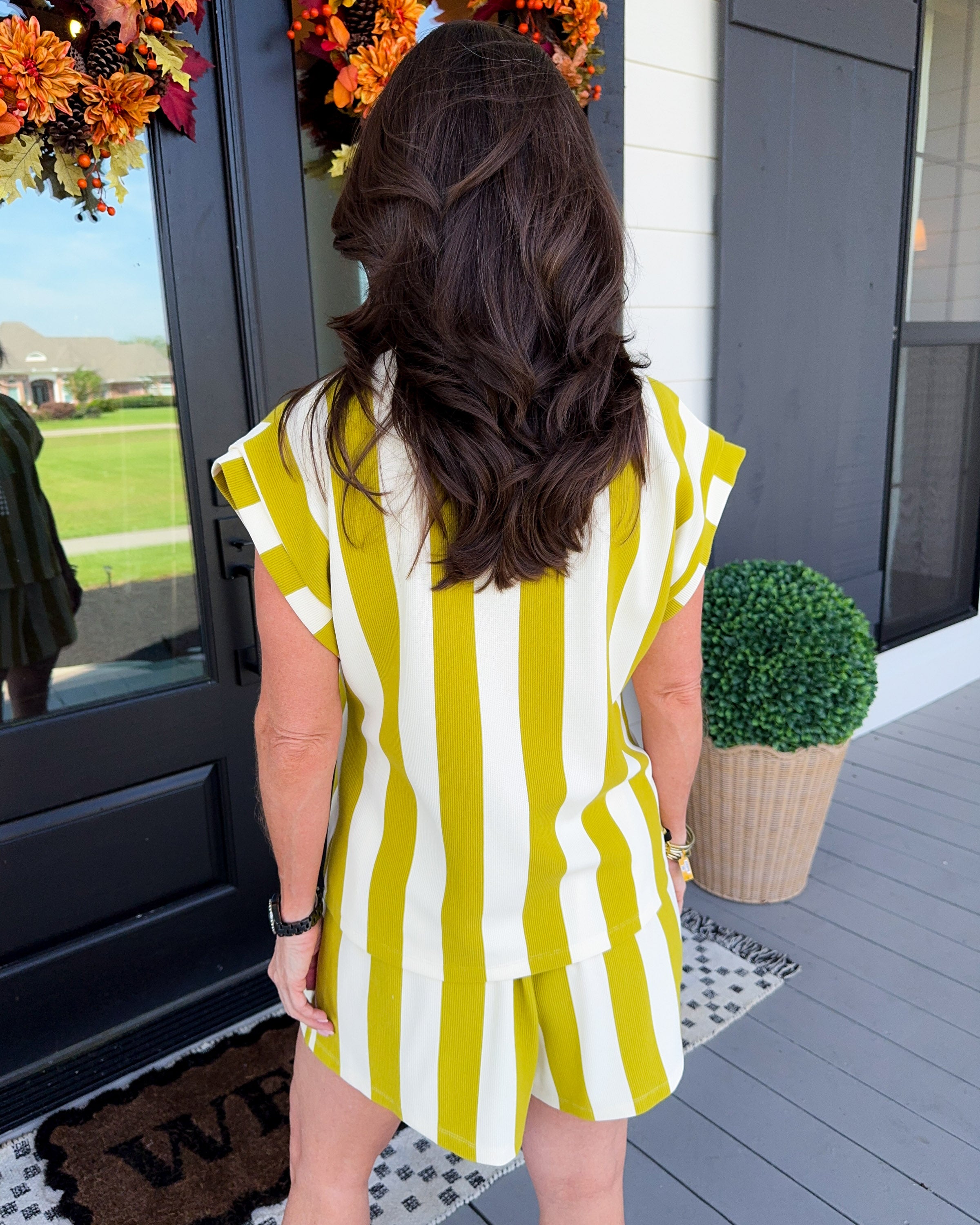 Lime Stripe Two-Piece Set