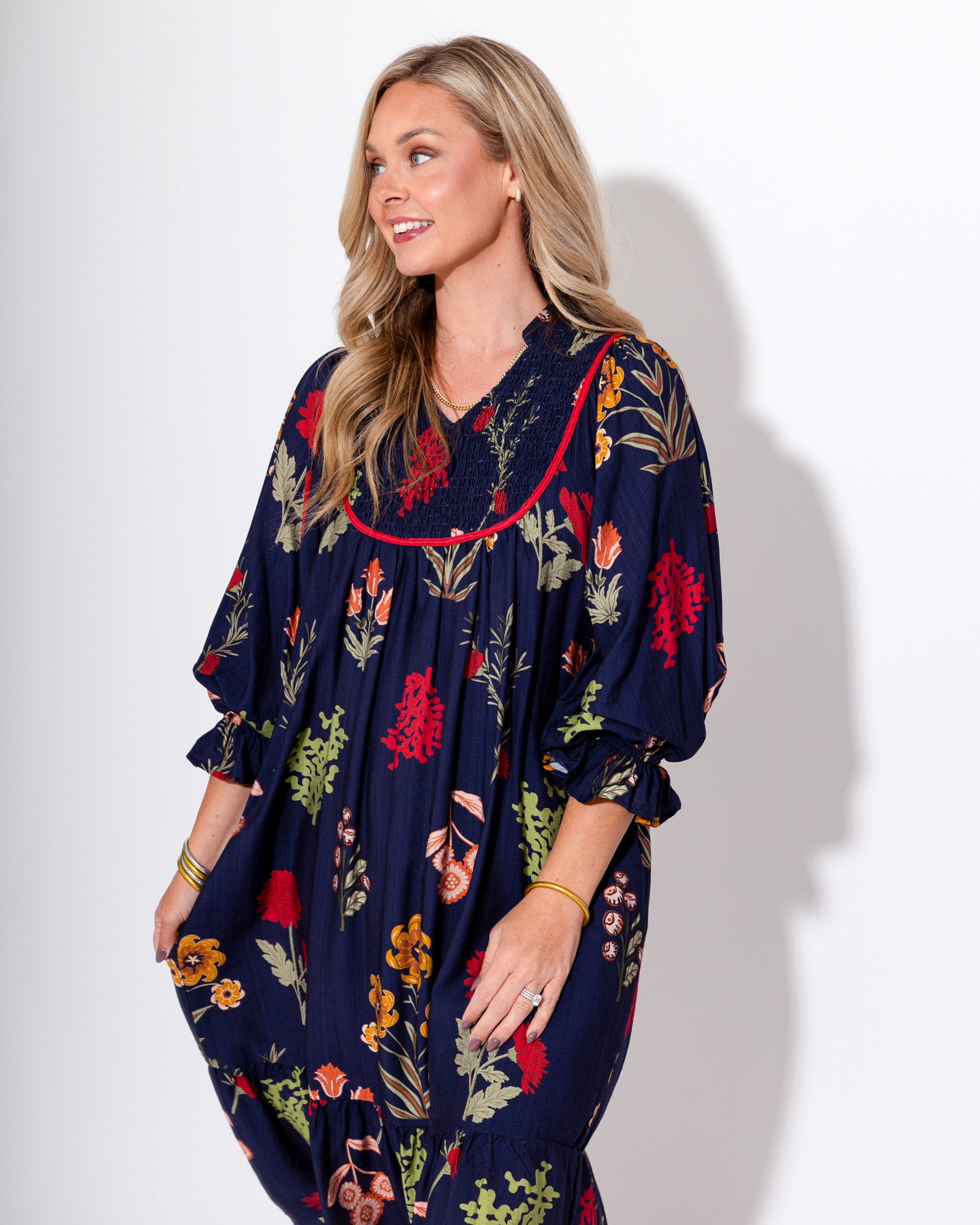 Relaxed Navy Tiered Dress