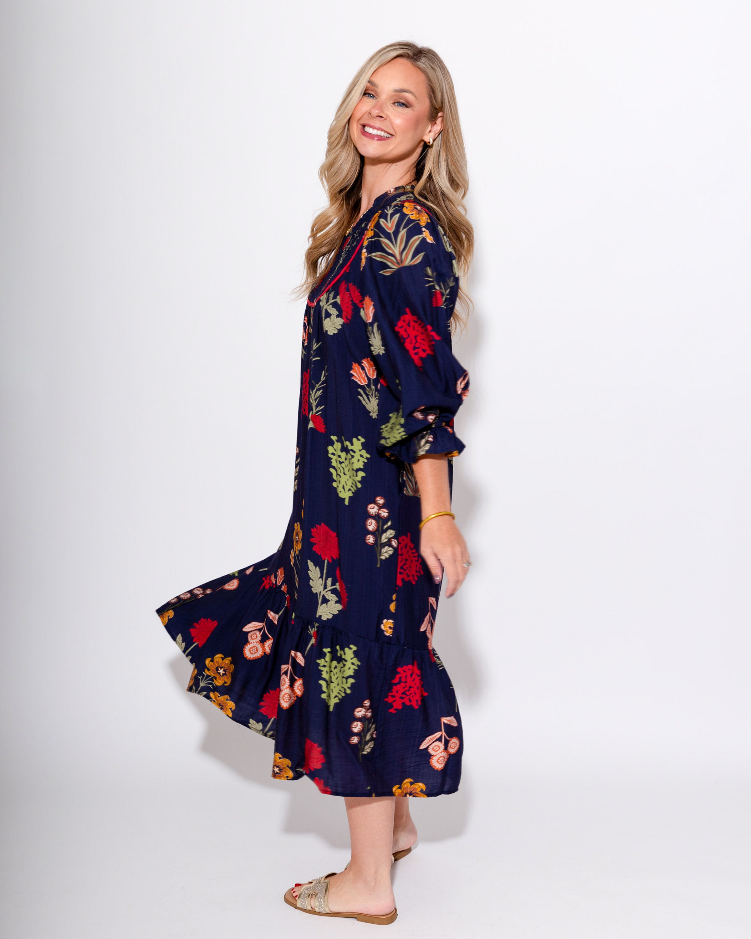 Relaxed Navy Tiered Dress