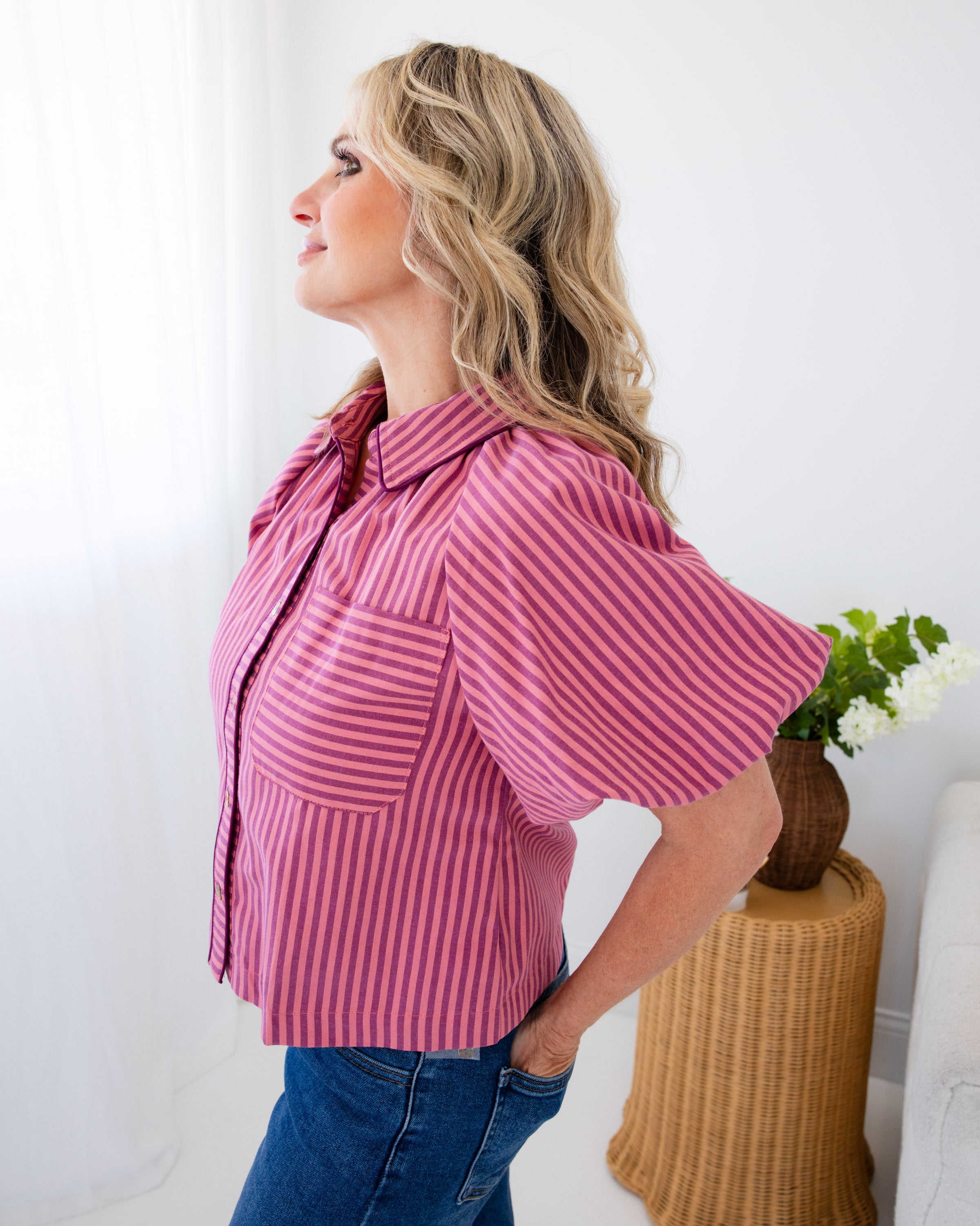 Classic Charm Stripe Top in Marsala