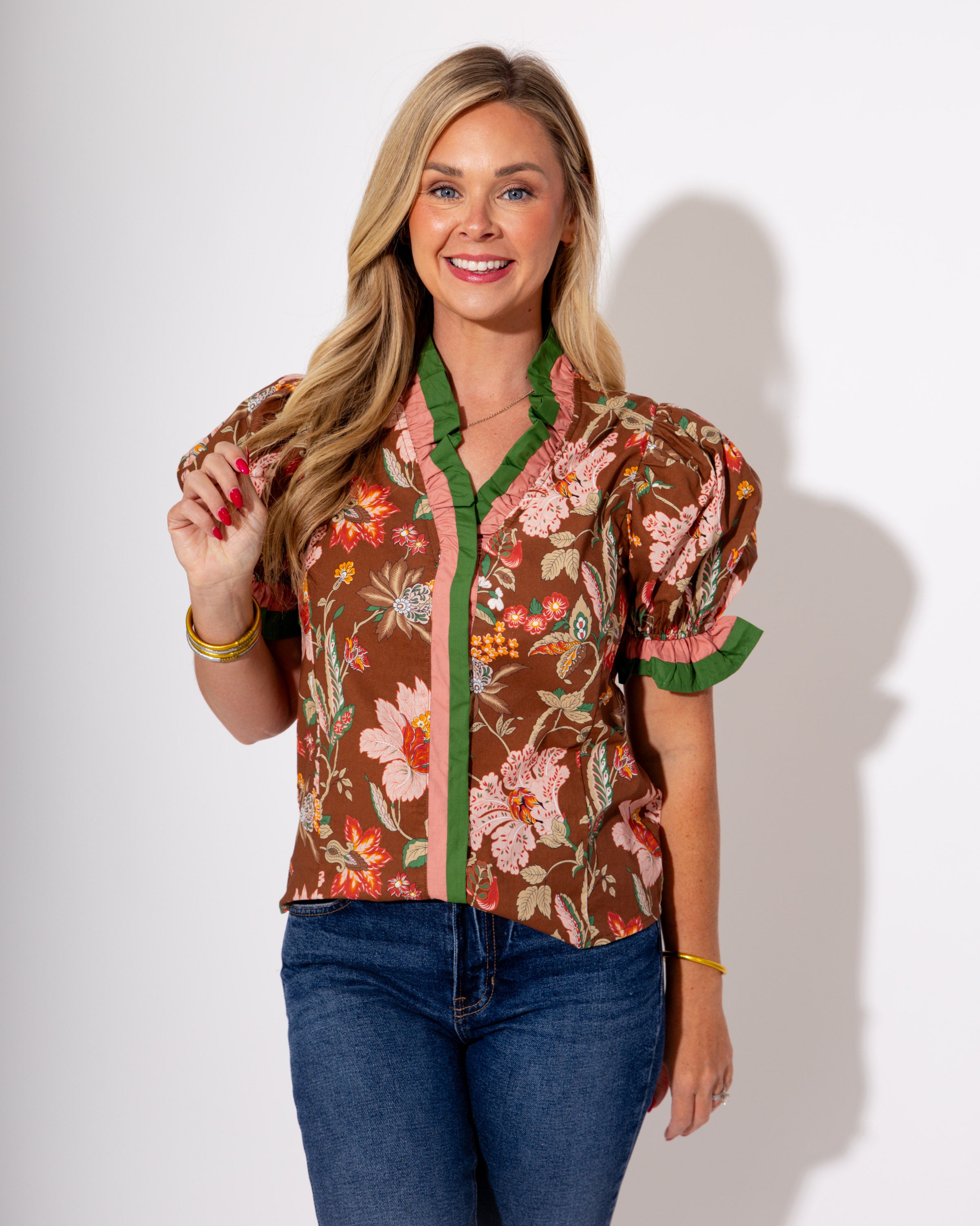 Puff & Petal Contrast Band Top