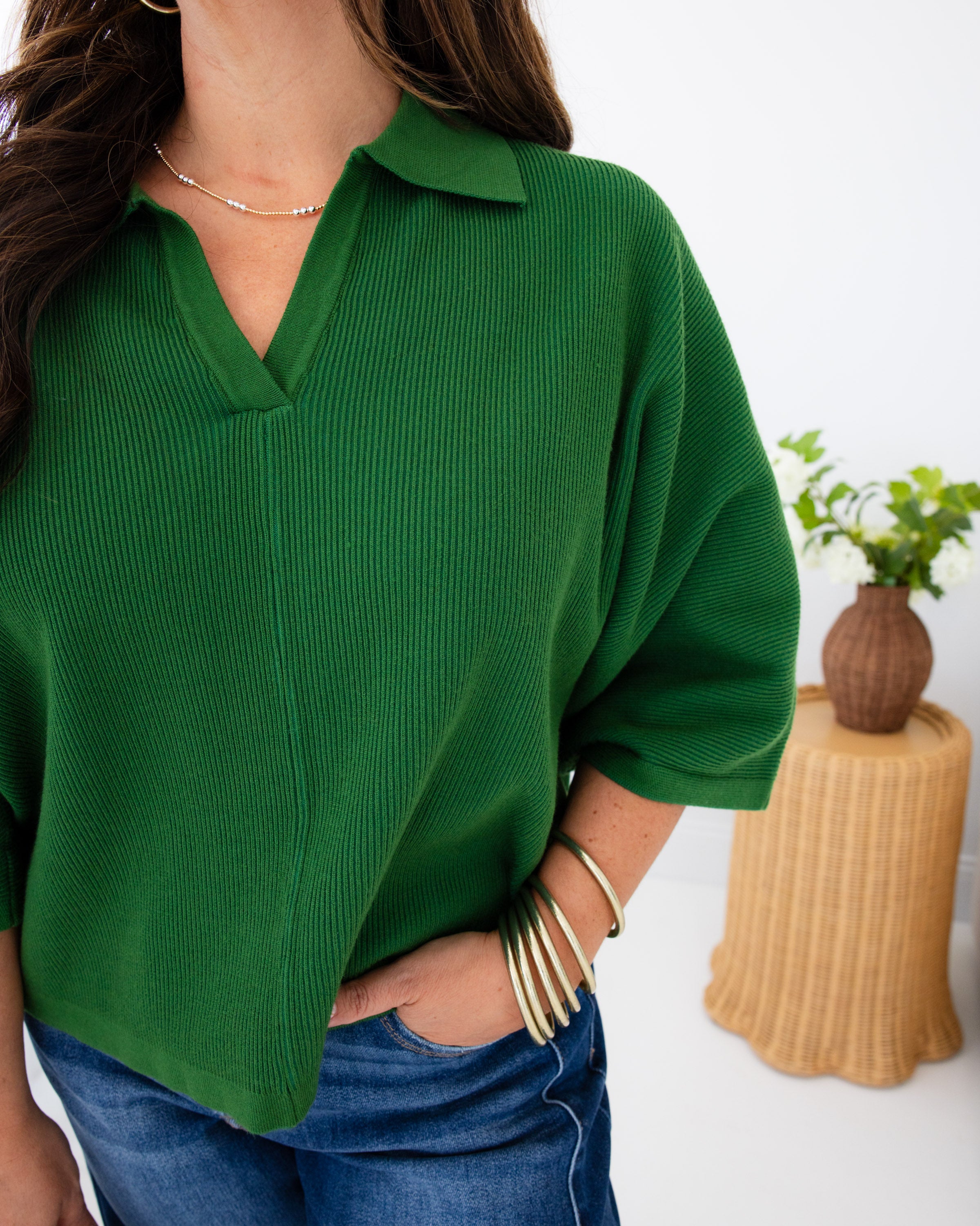 Easy Elegance Knit Top in Moss