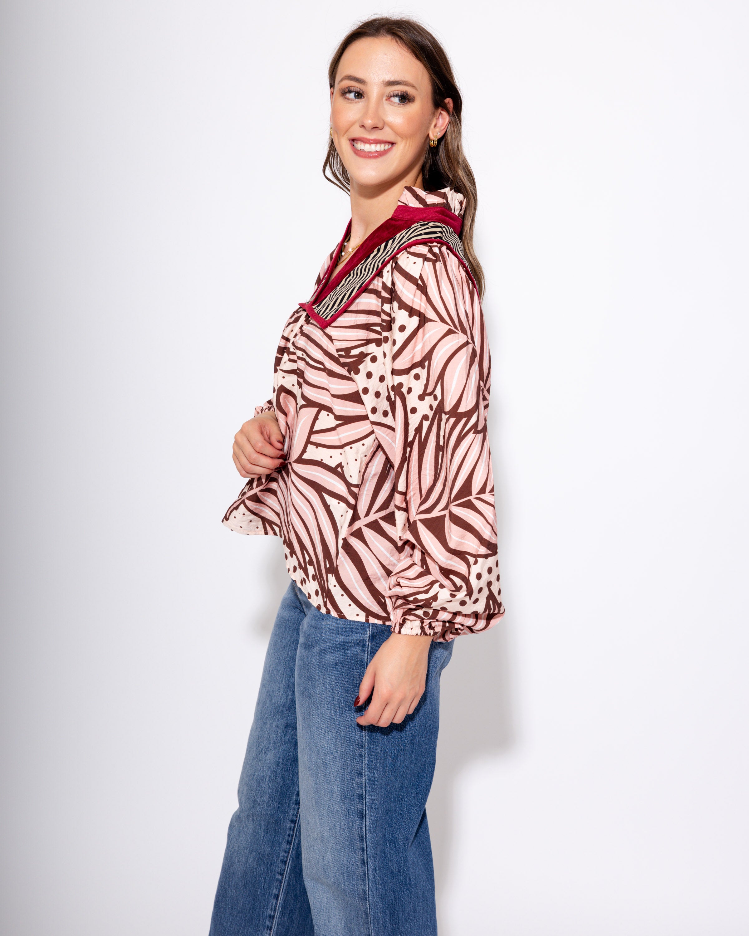 Burgundy Bloom Mix Top