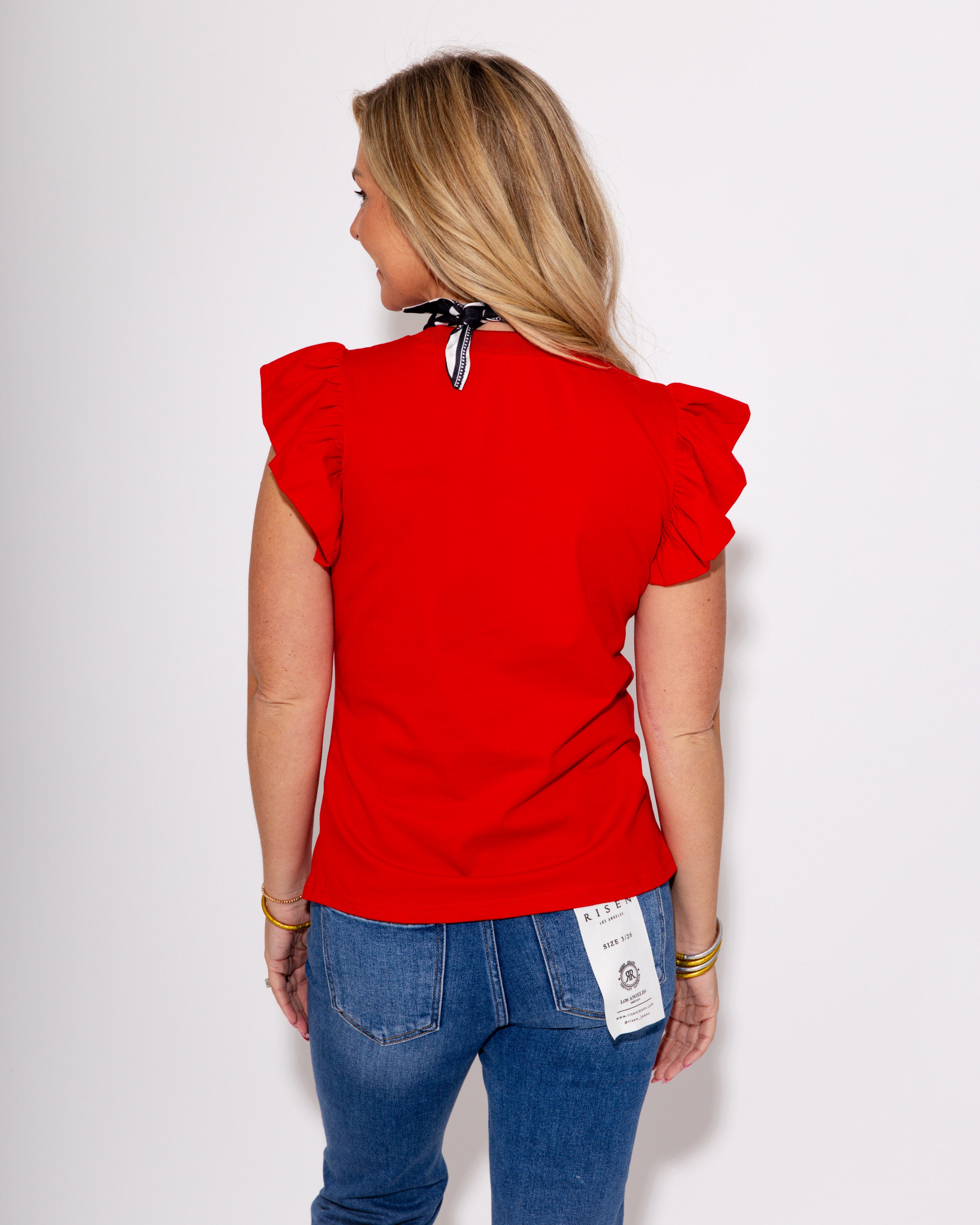 The Scarlett Frill Red Poplin Top