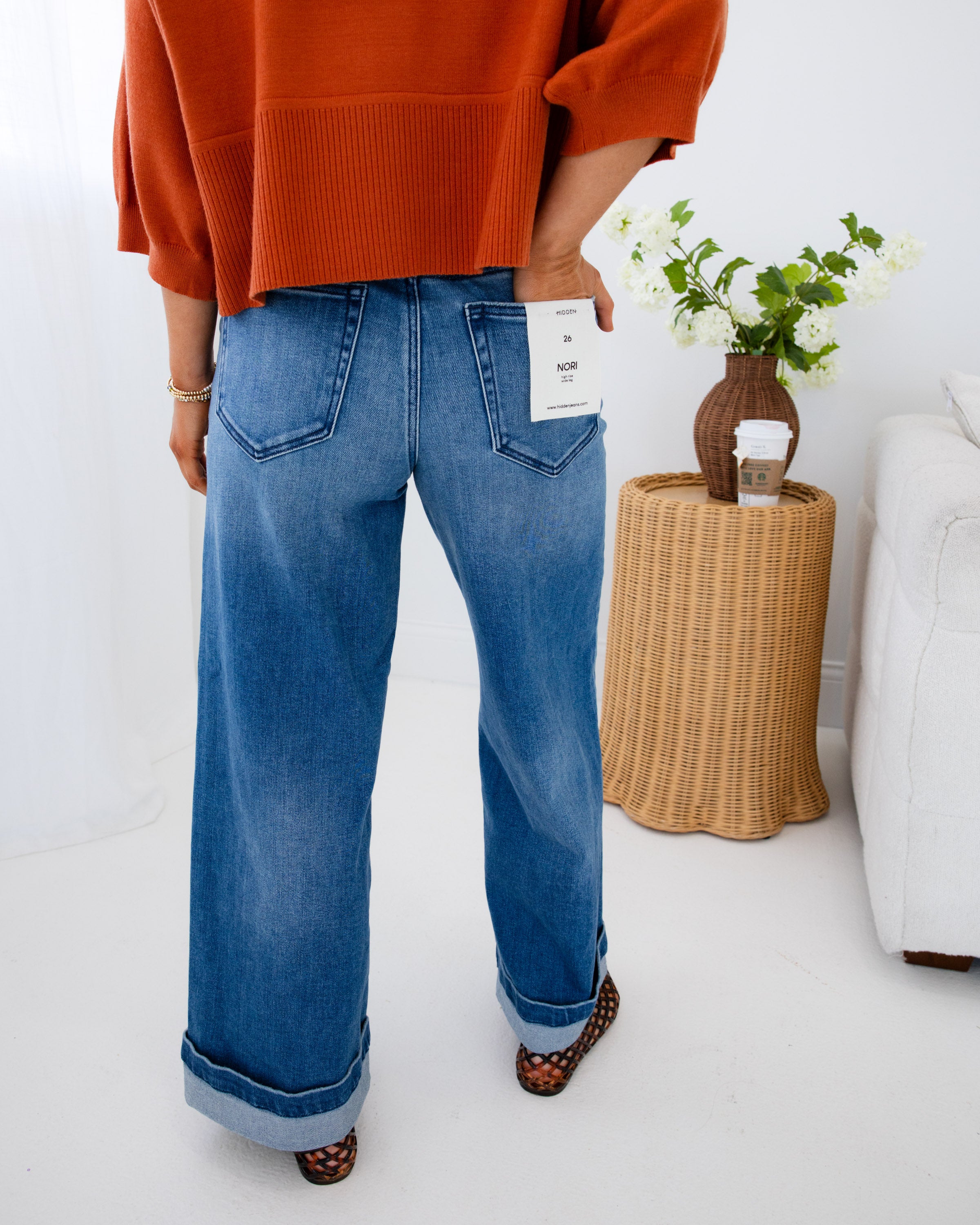 Hidden | Cuffed Wide Leg Jeans