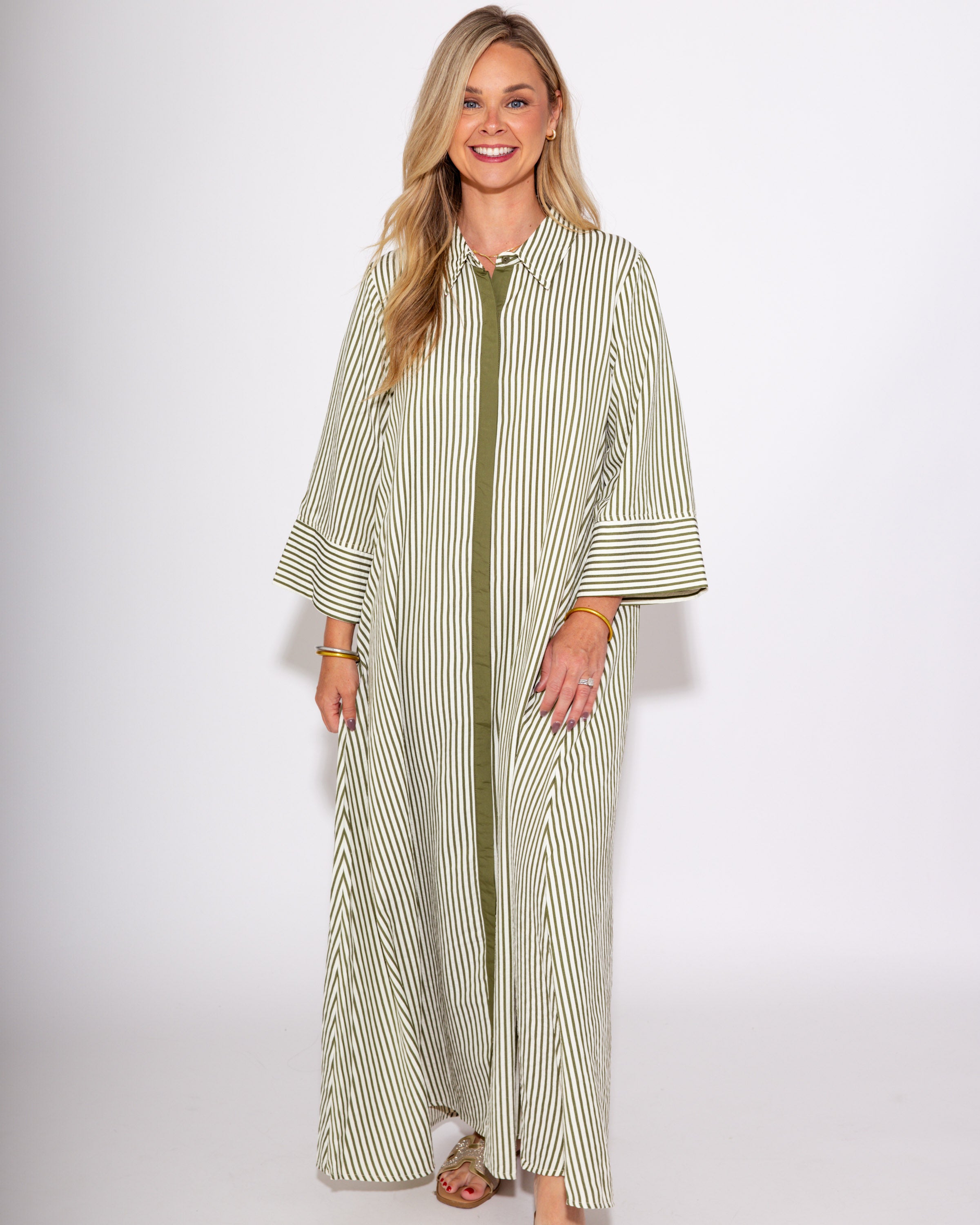 Olive Stripe Everyday Midi