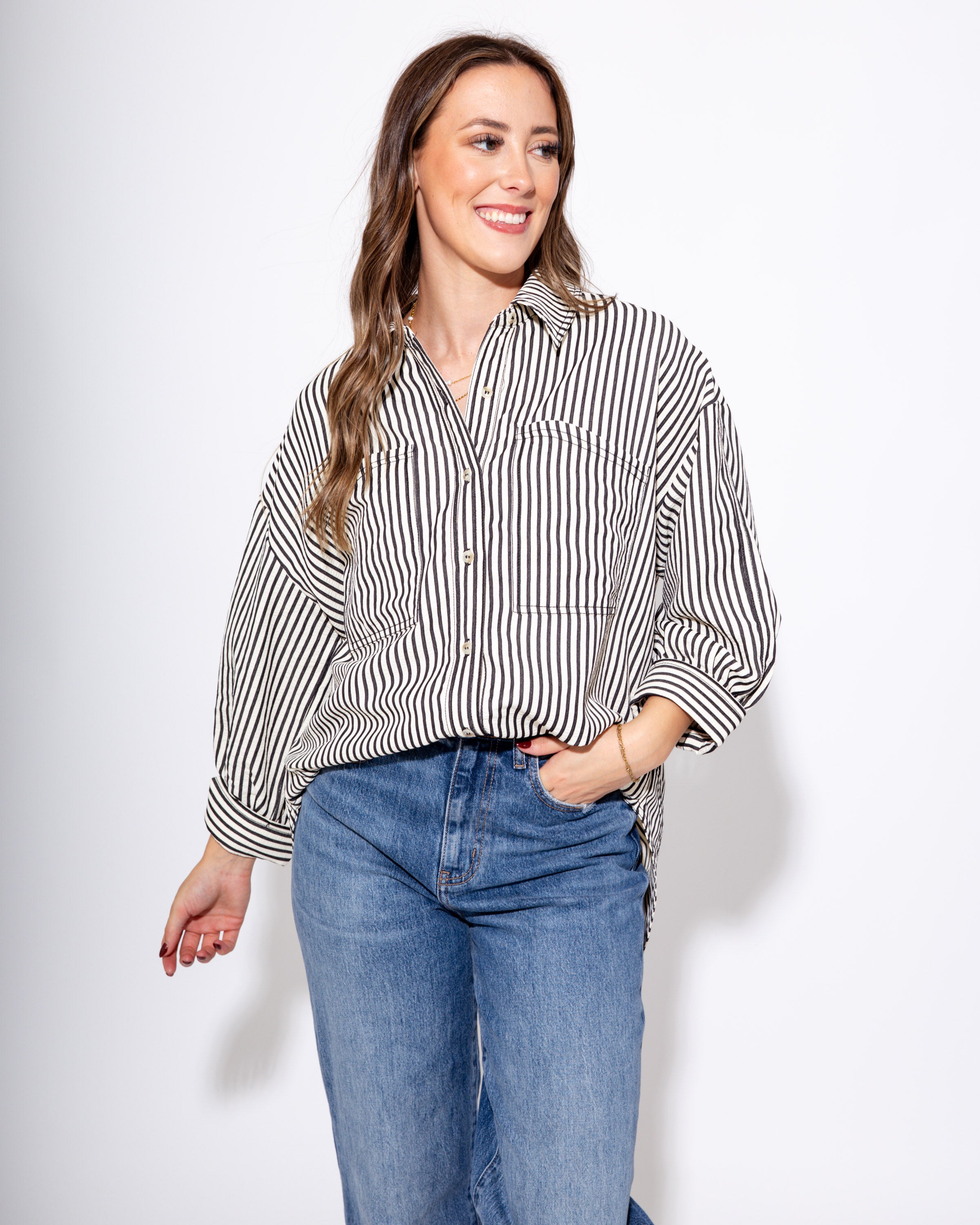 Cuffed & Classic Button Up in Black