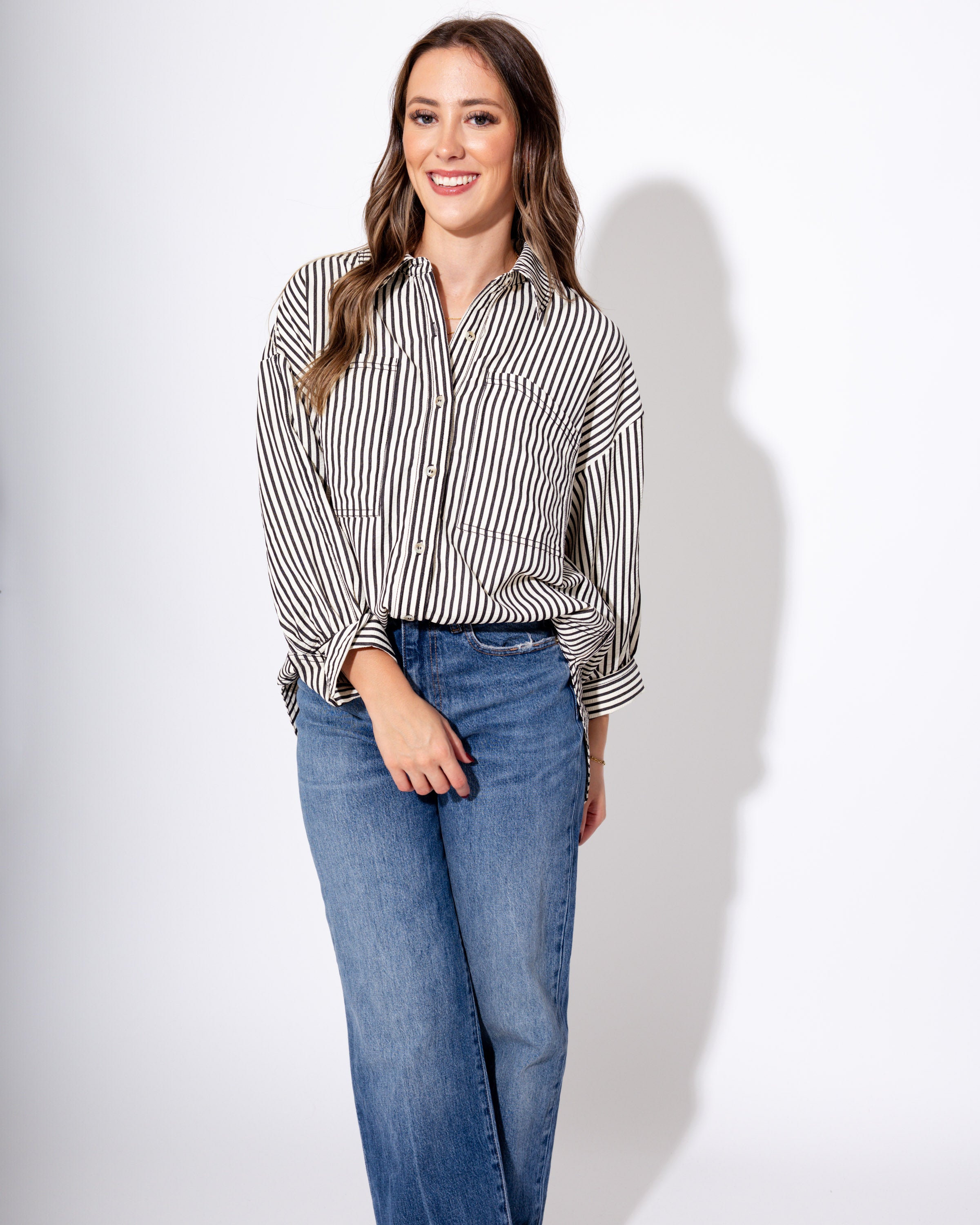 Cuffed & Classic Button Up in Black