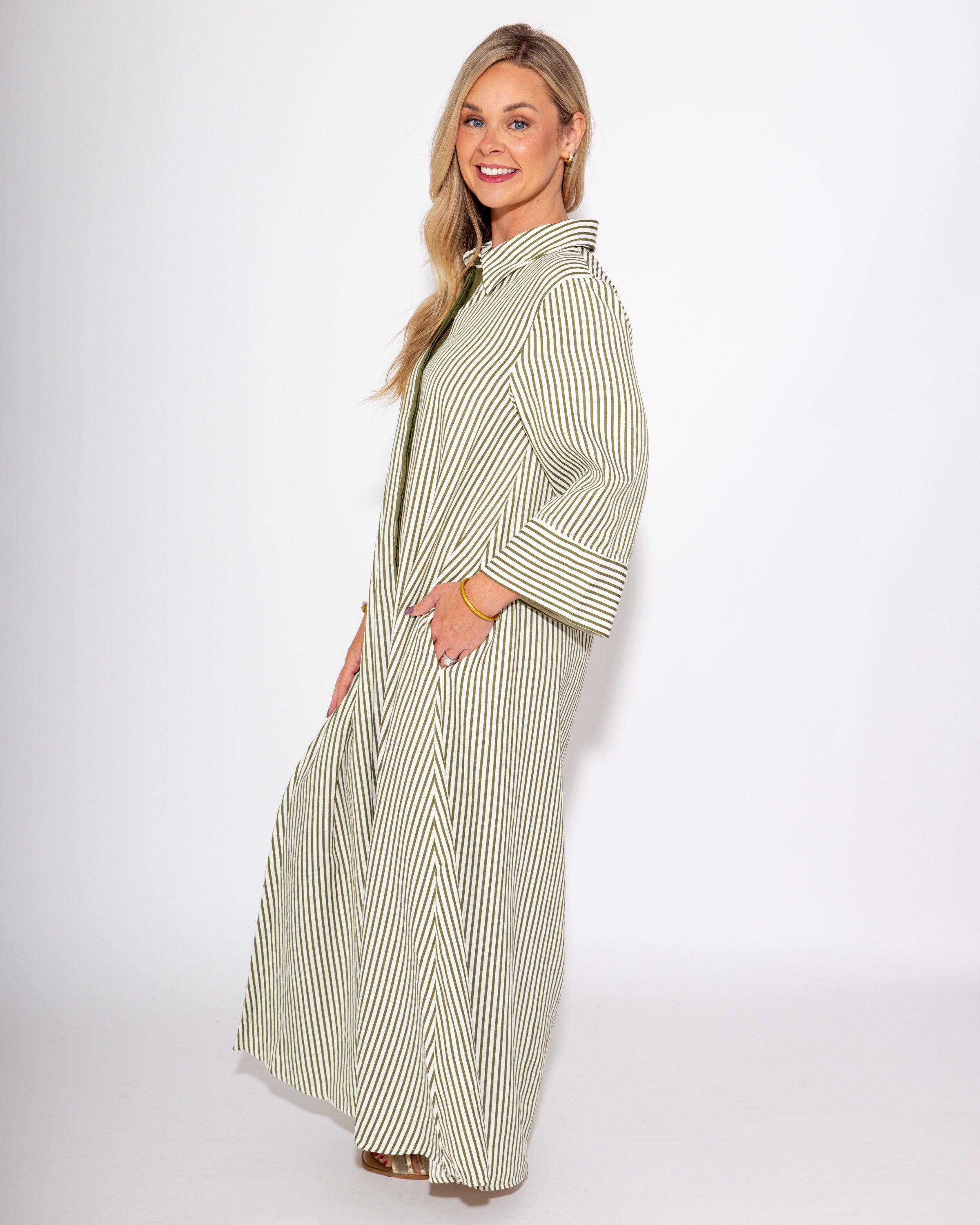 Olive Stripe Everyday Midi