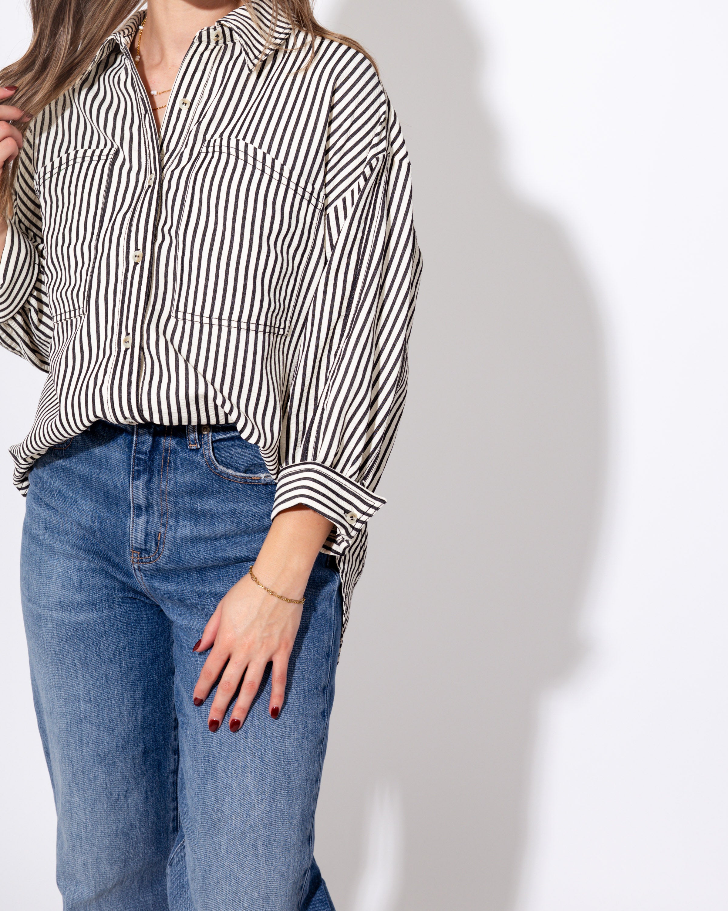 Cuffed & Classic Button Up in Black