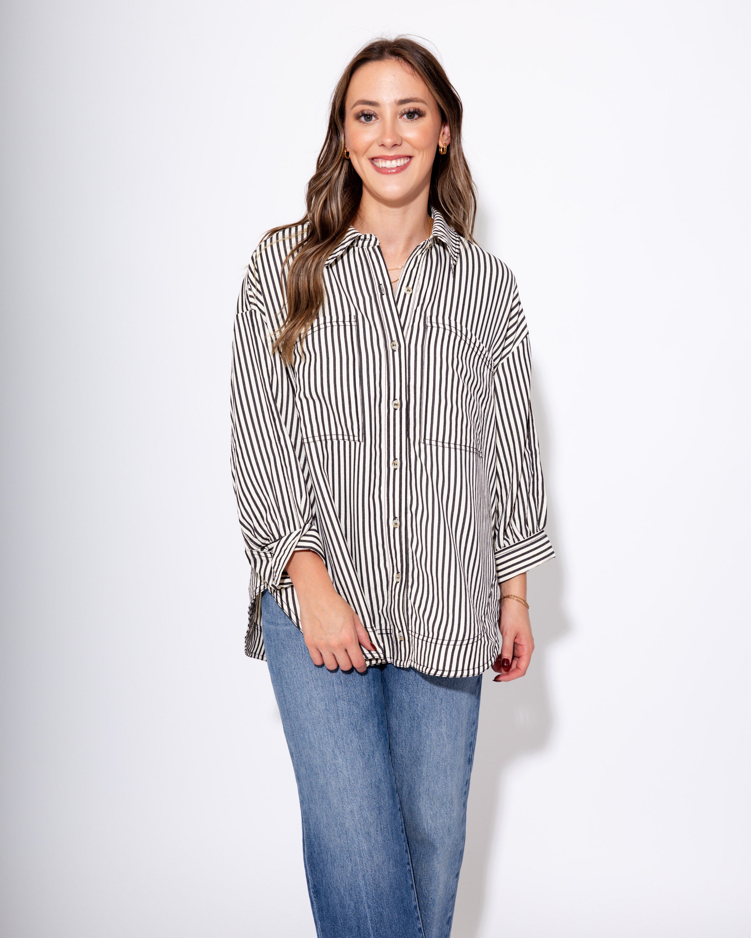 Cuffed & Classic Button Up in Black