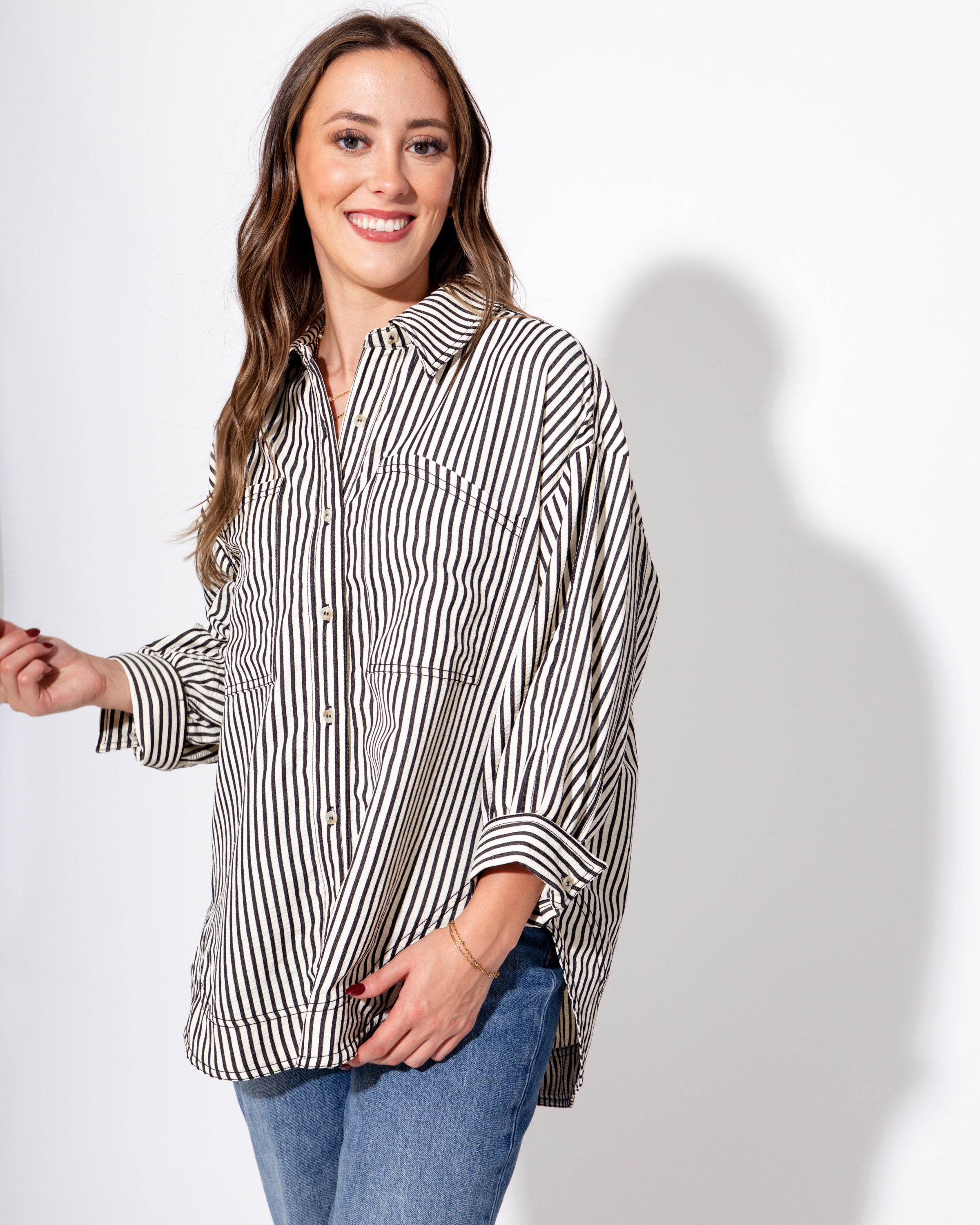 Cuffed & Classic Button Up in Black